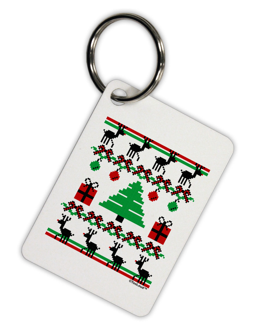 Tree with Gifts Ugly Christmas Sweater Aluminum Keyring Tag-Keyring-TooLoud-White-Davson Sales