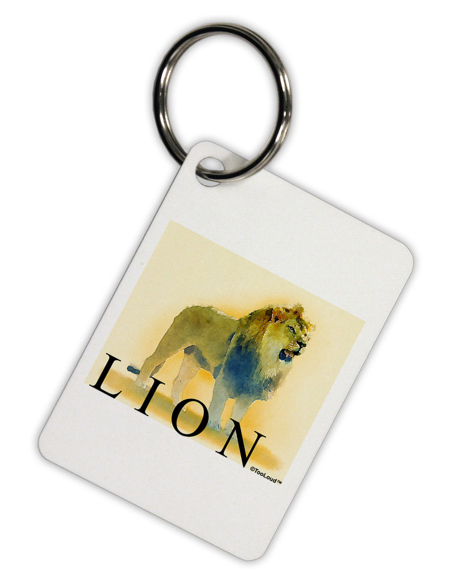 Lion Watercolor 1 Text Aluminum Keyring Tag-Keyring-TooLoud-White-Davson Sales