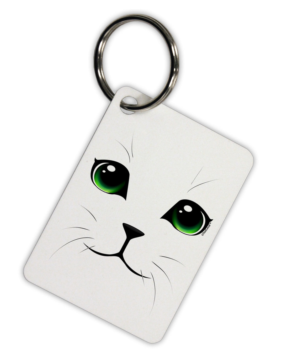 Green-Eyed Cute Cat Face Aluminum Keyring Tag-Keyring-TooLoud-White-Davson Sales