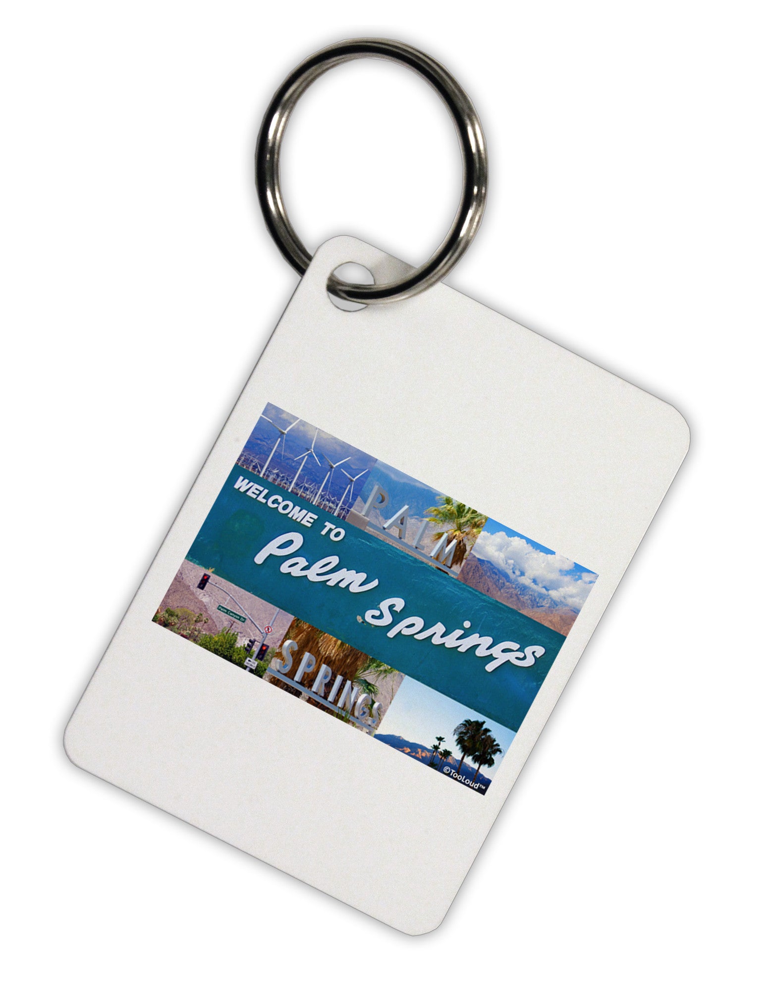 Welcome to Palm Springs Collage Aluminum Keyring Tag-Keyring-TooLoud-White-Davson Sales