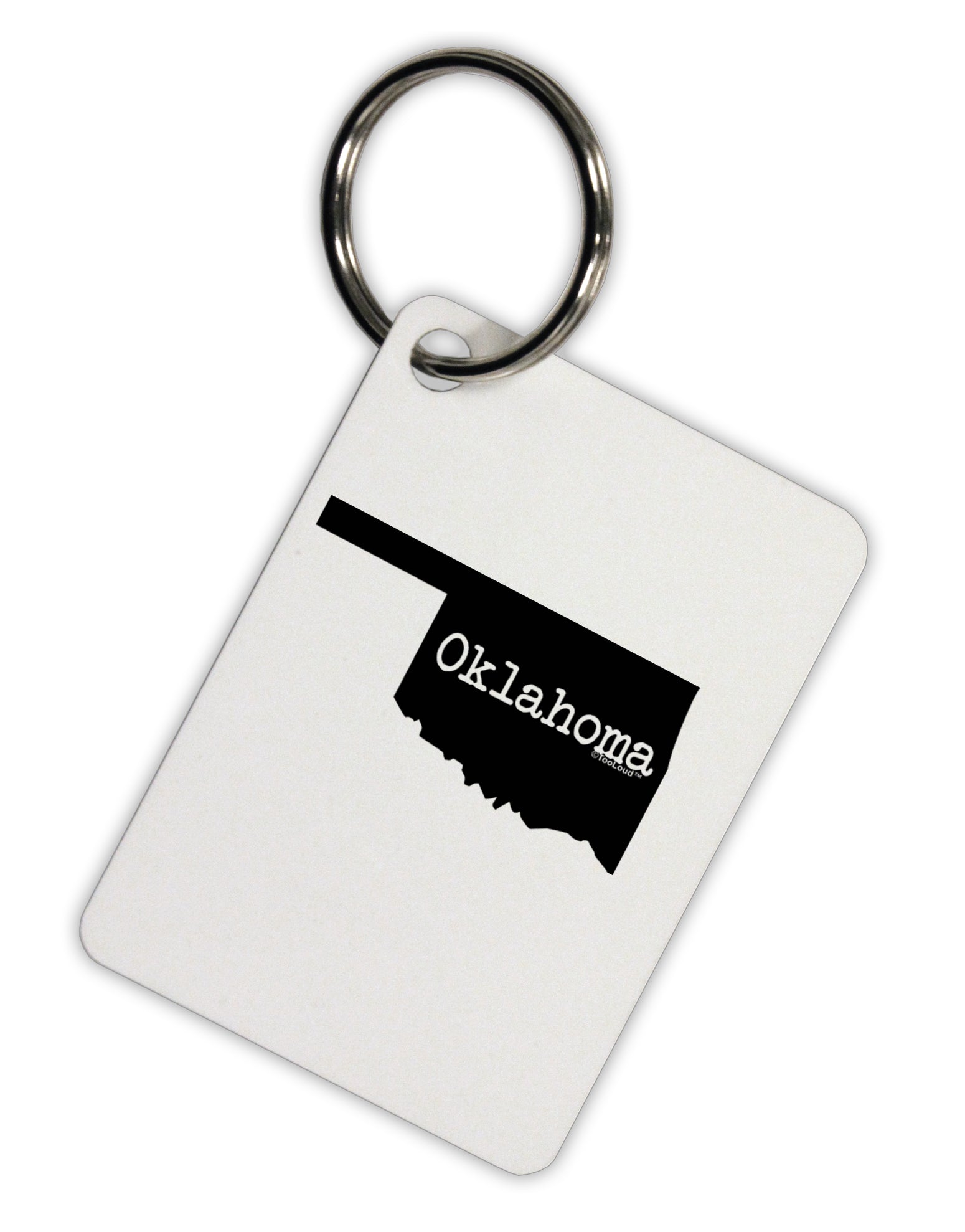 Oklahoma - United States Shape Aluminum Keyring Tag by TooLoud-Keyring-TooLoud-White-Davson Sales