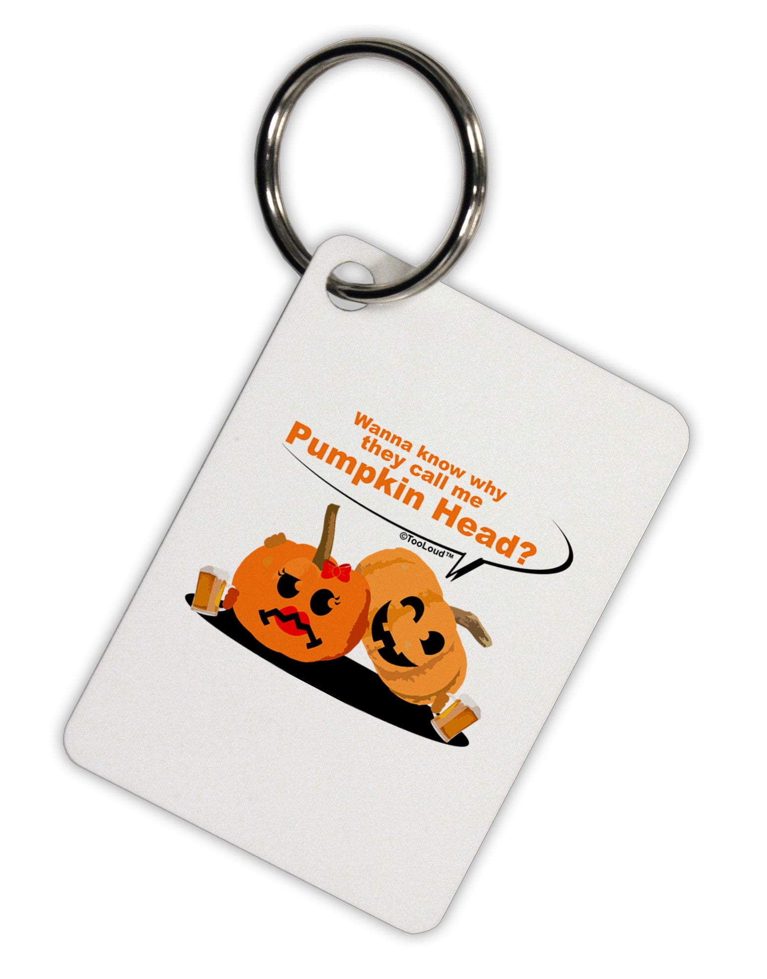Pumpkin Head Aluminum Keyring Tag-Keyring-TooLoud-White-Davson Sales