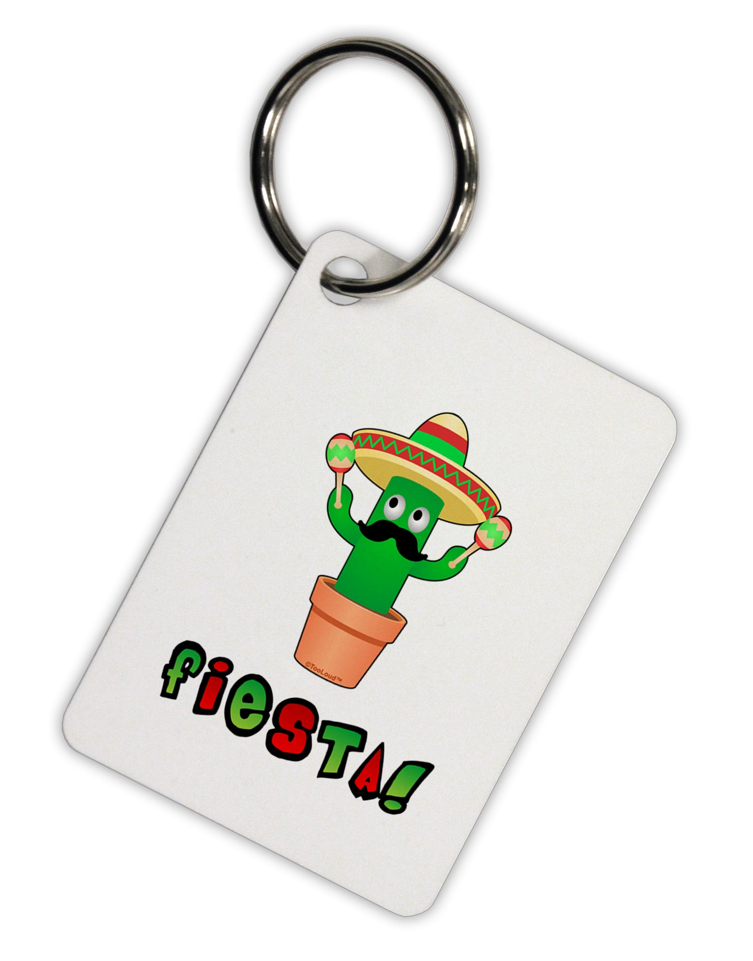 Fiesta Cactus Text Aluminum Keyring Tag by TooLoud-Keyring-TooLoud-White-Davson Sales
