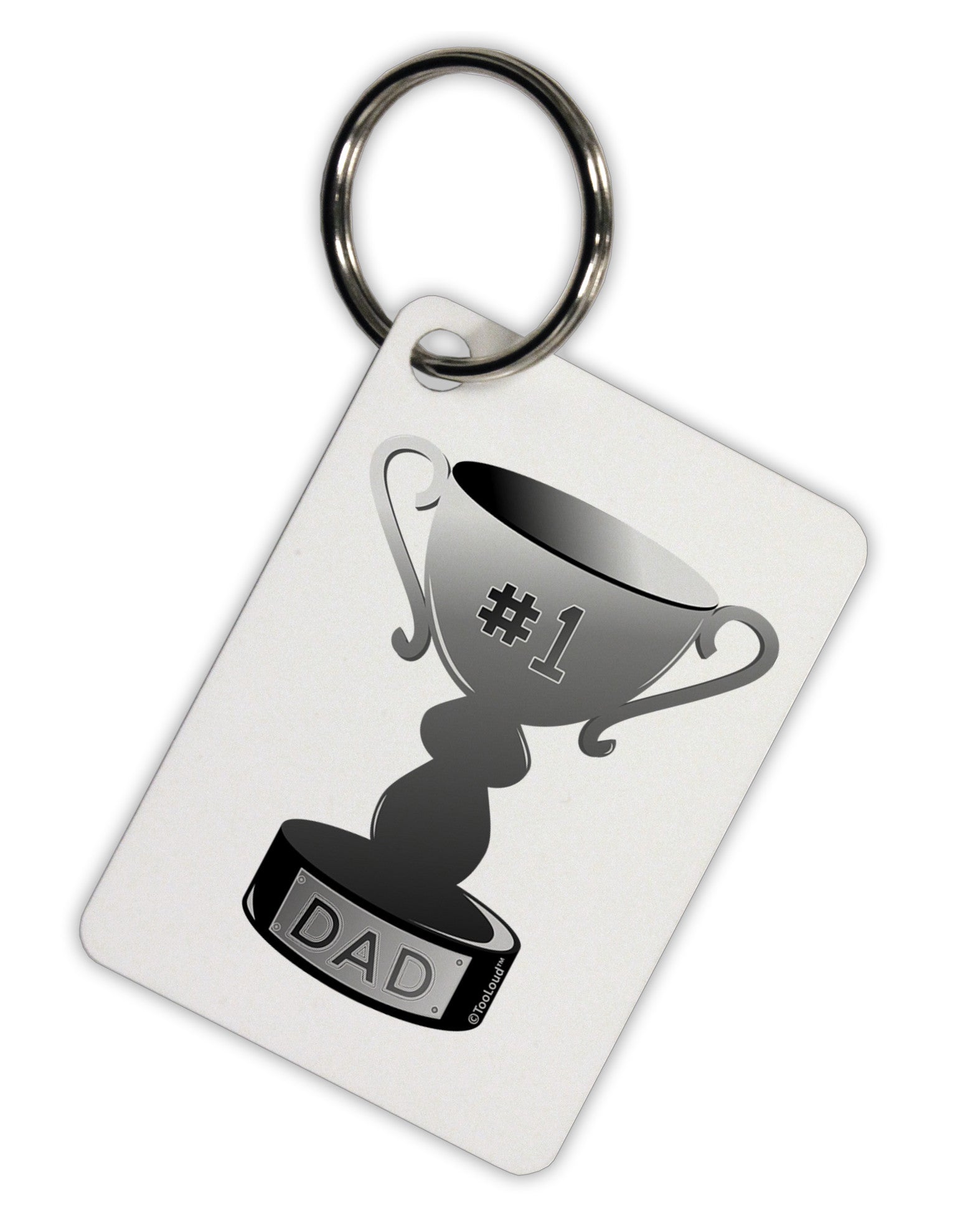 Number One Dad Trophy - Grayscale Aluminum Keyring Tag-Keyring-TooLoud-White-Davson Sales