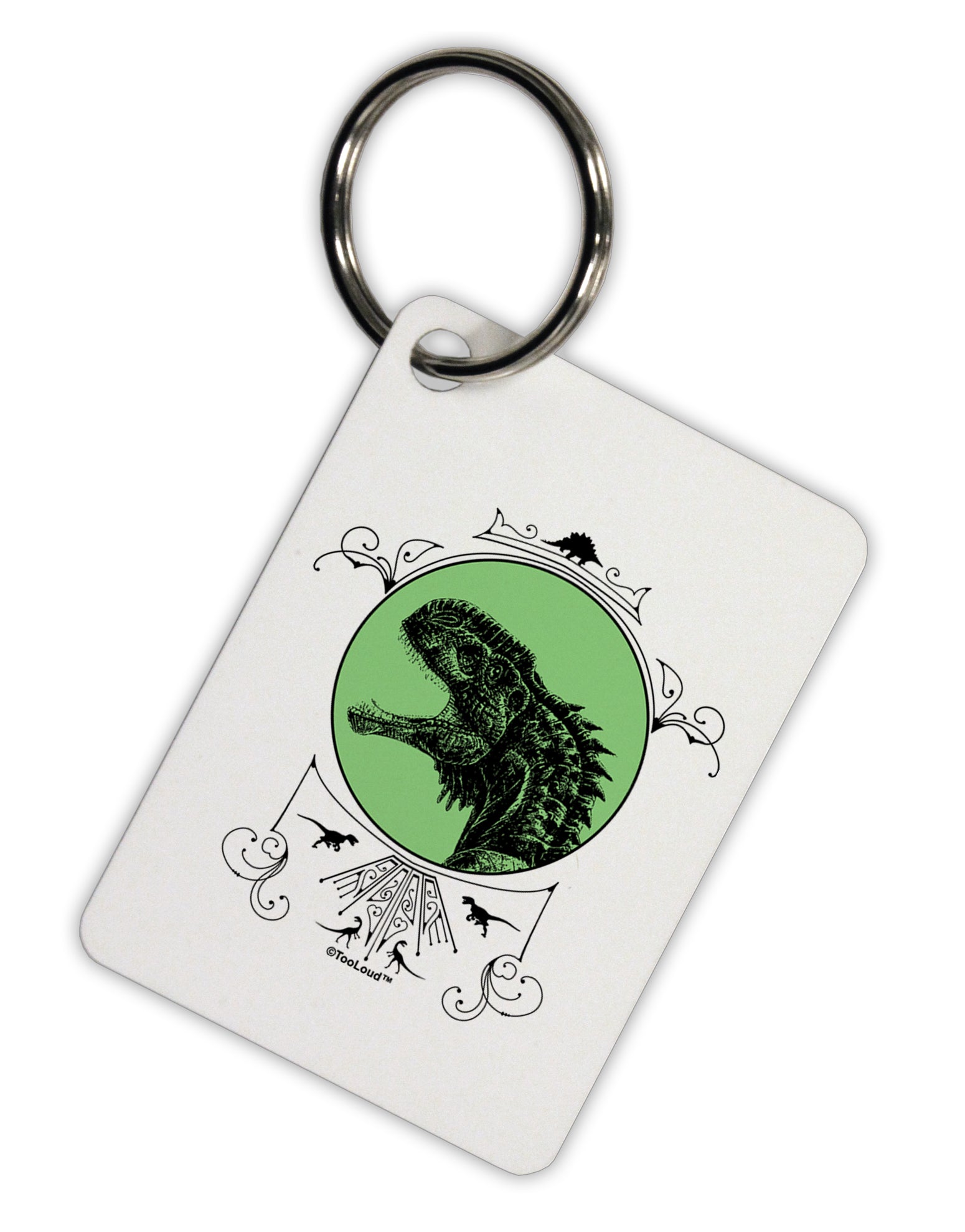 Jurassic Dinosaur Face Aluminum Keyring Tag by TooLoud-Keyring-TooLoud-White-Davson Sales