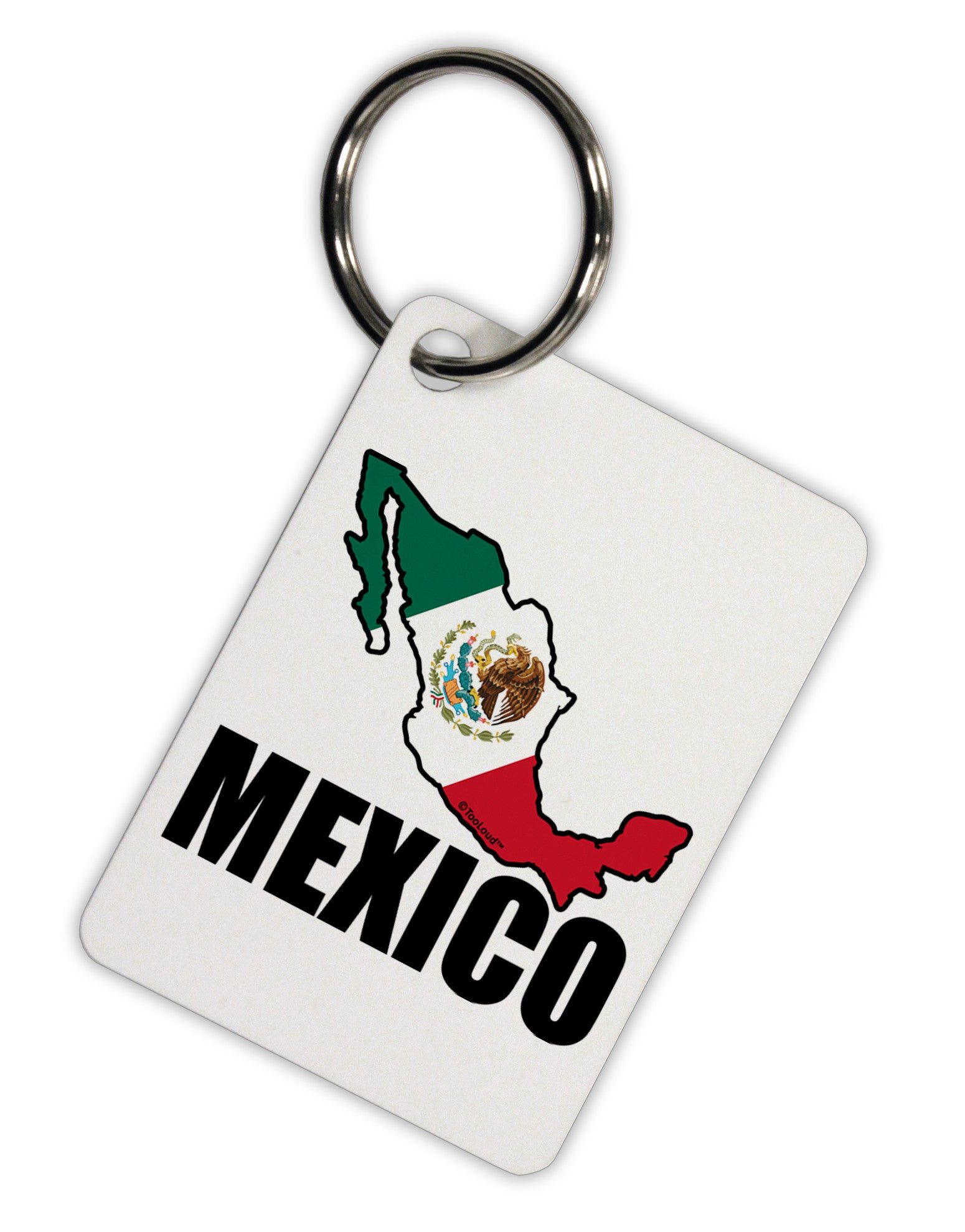 Mexico Outline - Mexican Flag - Mexico Text Aluminum Keyring Tag by TooLoud-Keyring-TooLoud-White-Davson Sales