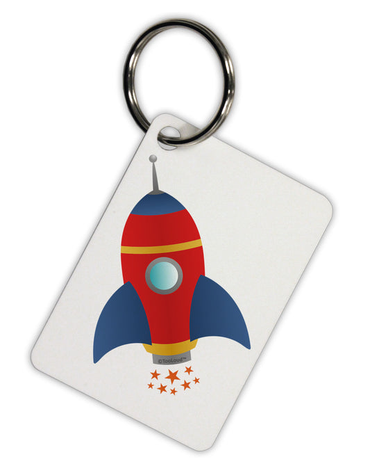 Space Rocket Ship and Stars Aluminum Keyring Tag by TooLoud-Keyring-TooLoud-White-Davson Sales