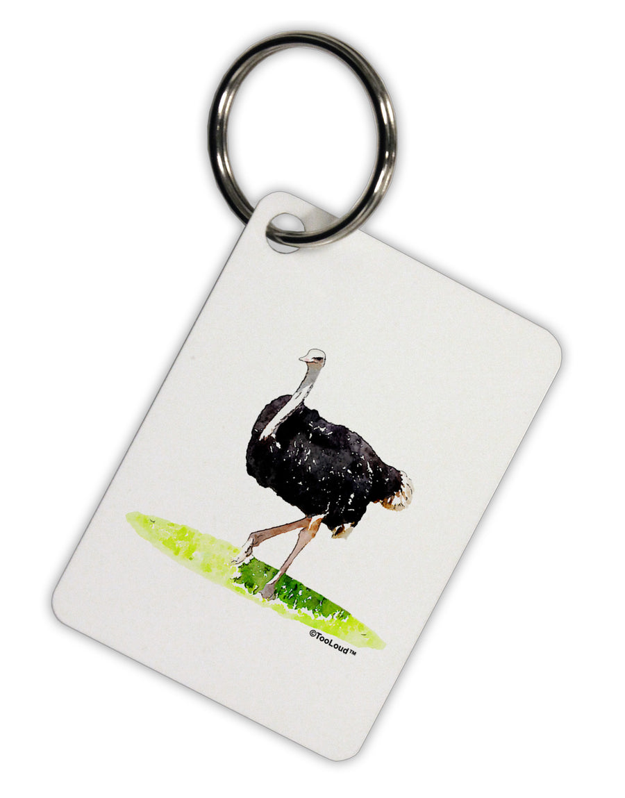 Ostrich Watercolor Aluminum Keyring Tag-Keyring-TooLoud-White-Davson Sales