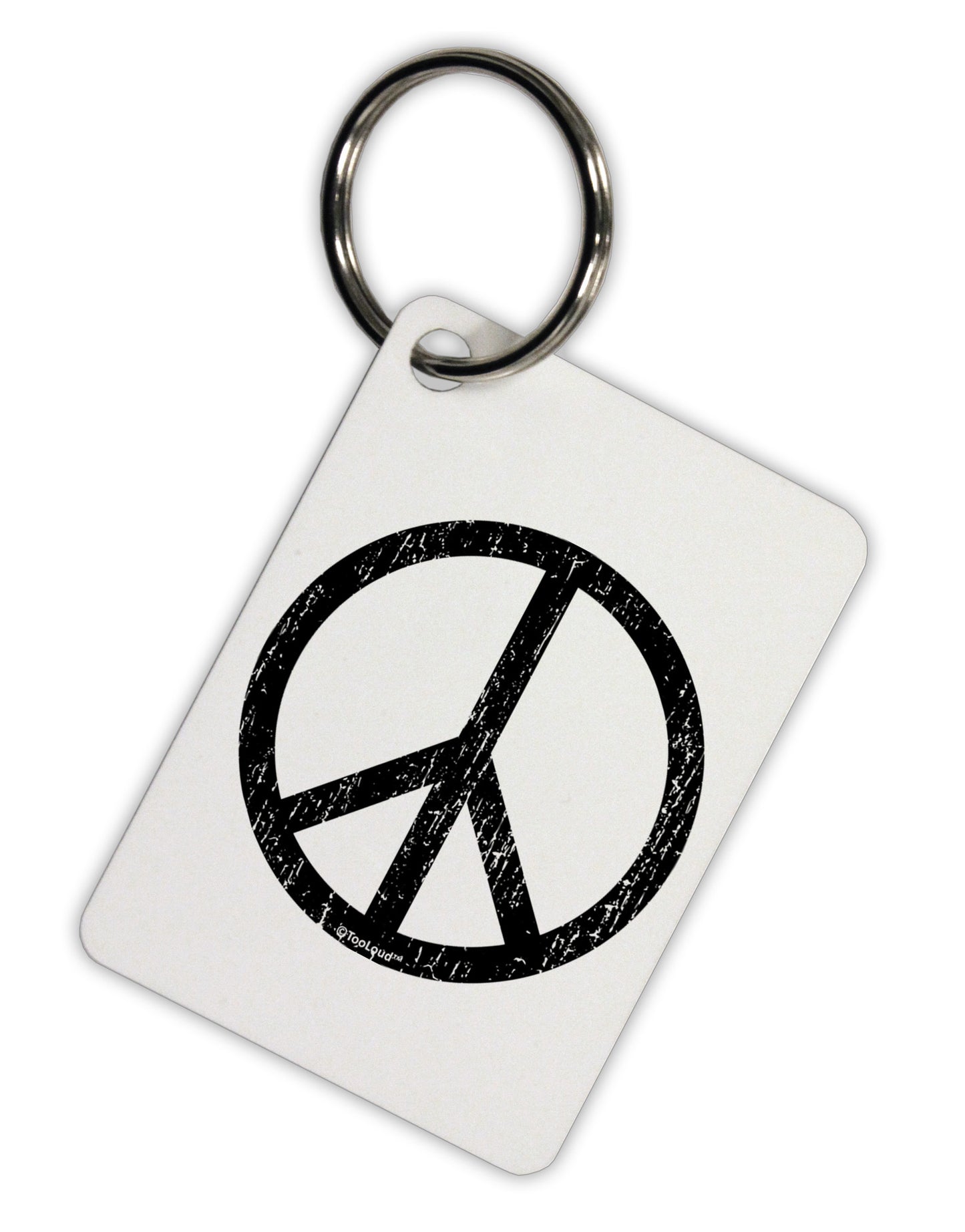 Peace Sign Symbol - Distressed Aluminum Keyring Tag-Keyring-TooLoud-White-Davson Sales