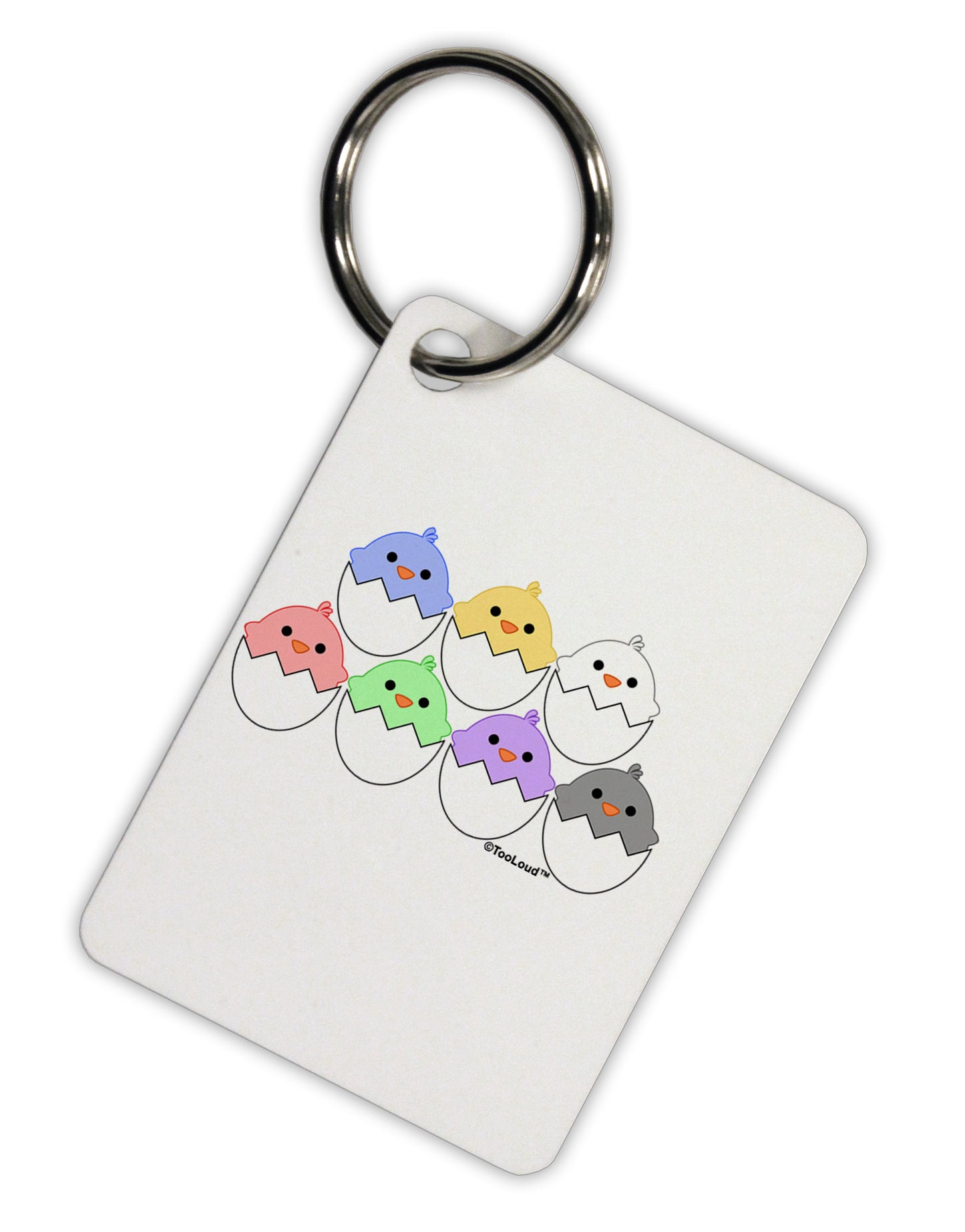 Cute Hatching Chicks Group Aluminum Keyring Tag by TooLoud-Keyring-TooLoud-White-Davson Sales