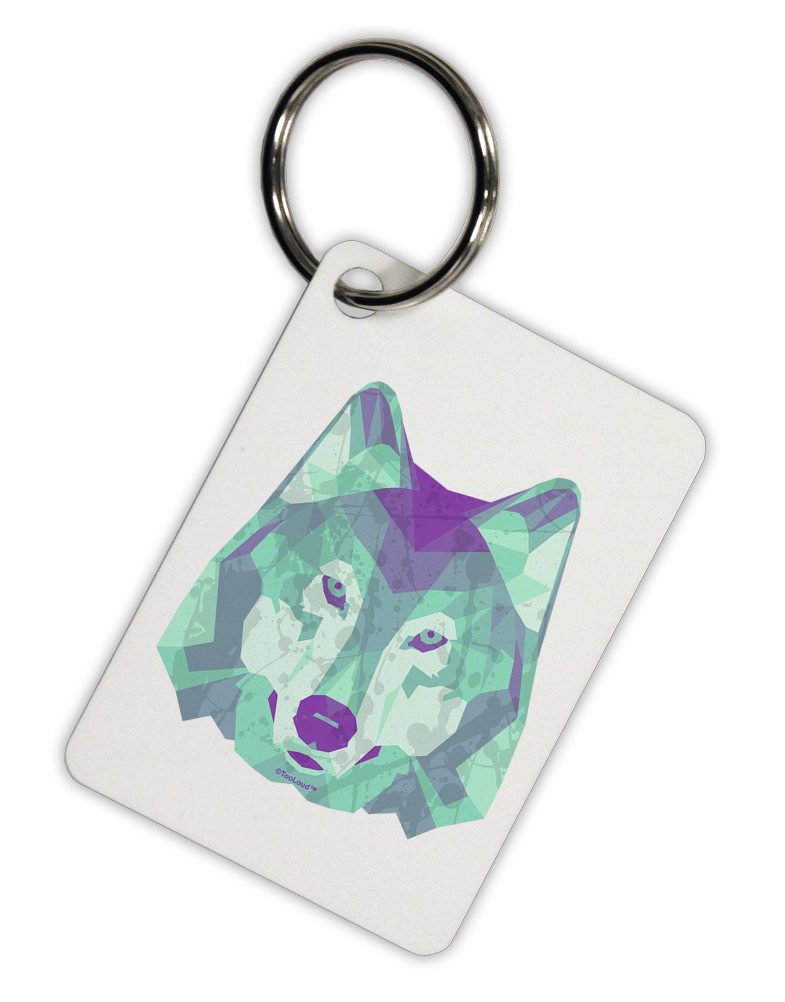 Geometric Wolf Head Aluminum Keyring Tag by TooLoud-Keyring-TooLoud-Davson Sales