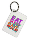 Eat Sleep Rave Repeat Color Aluminum Keyring Tag by TooLoud-Keyring-TooLoud-White-Davson Sales