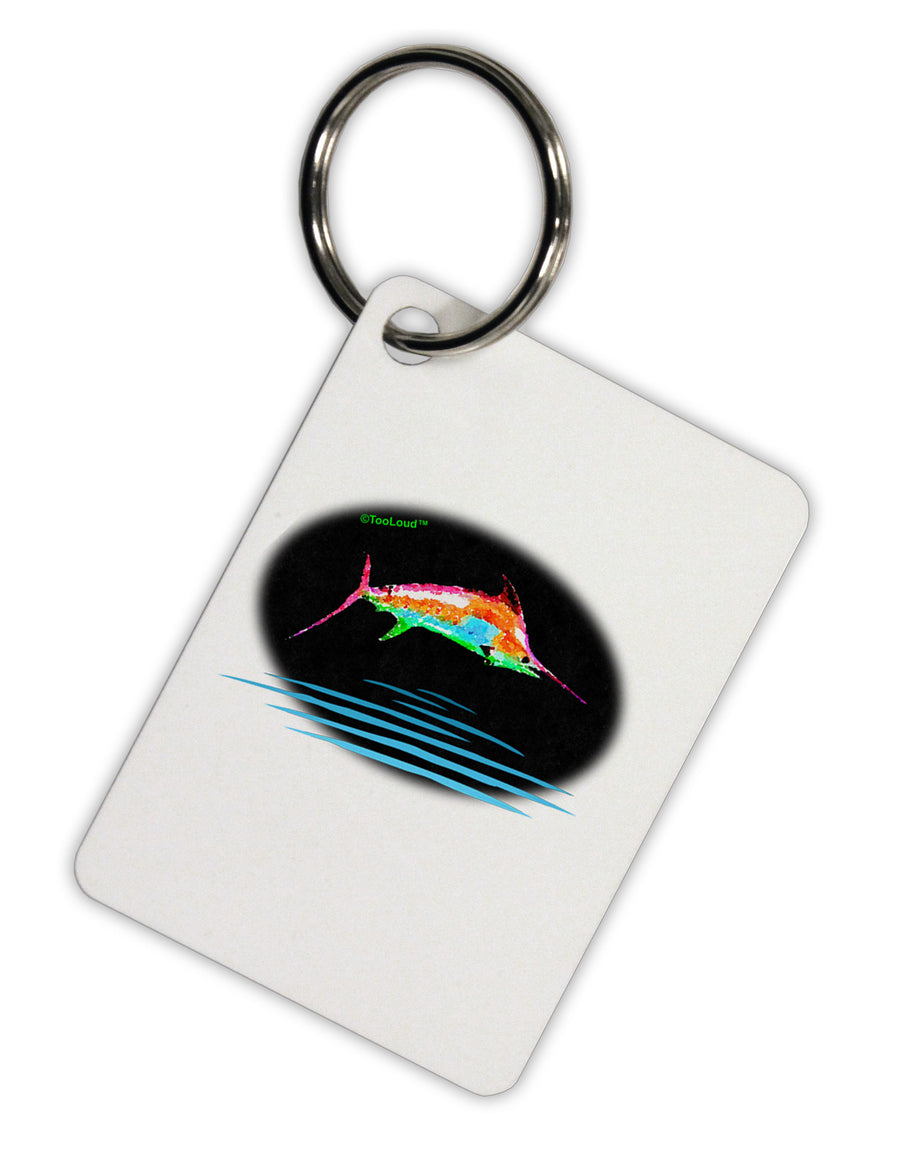 Colorful Swordfish Watercolor Aluminum Keyring Tag-Keyring-TooLoud-White-Davson Sales