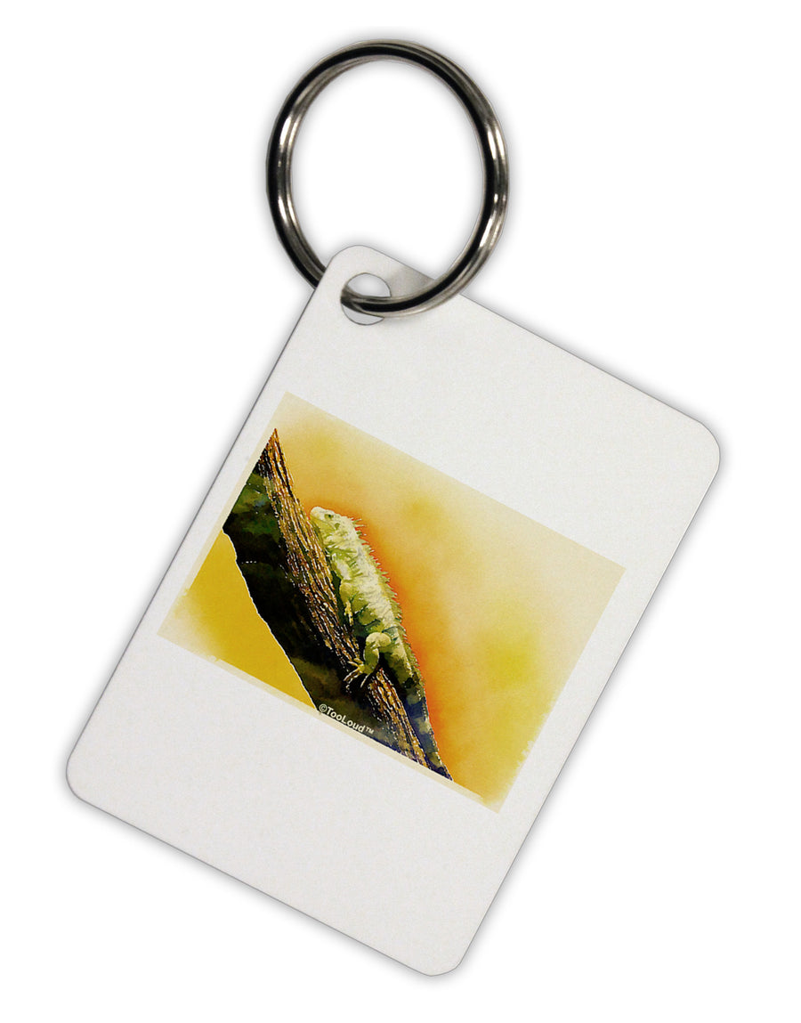 Iguana Watercolor Aluminum Keyring Tag-Keyring-TooLoud-White-Davson Sales