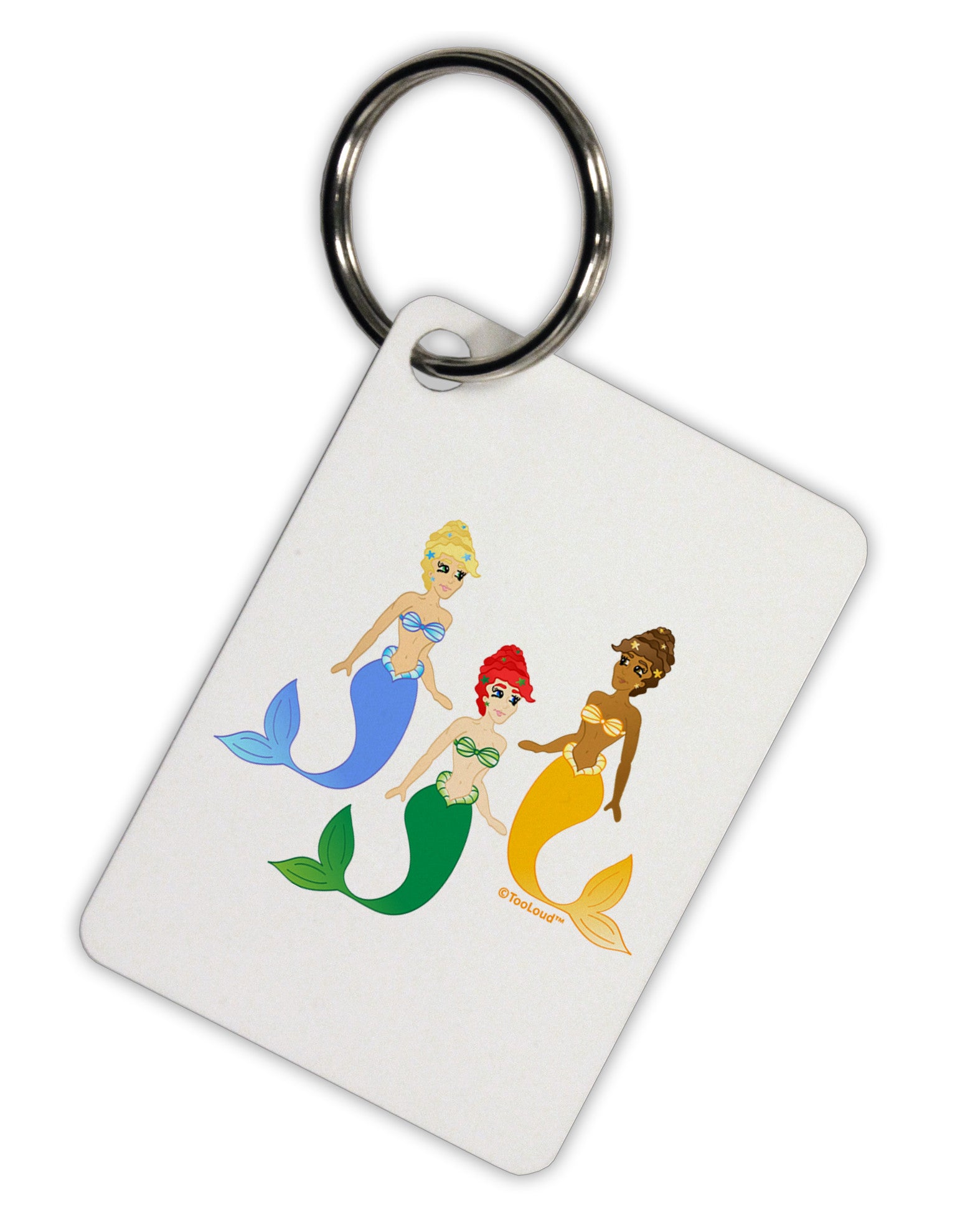 Three Mermaids Aluminum Keyring Tag-Keyring-TooLoud-White-Davson Sales