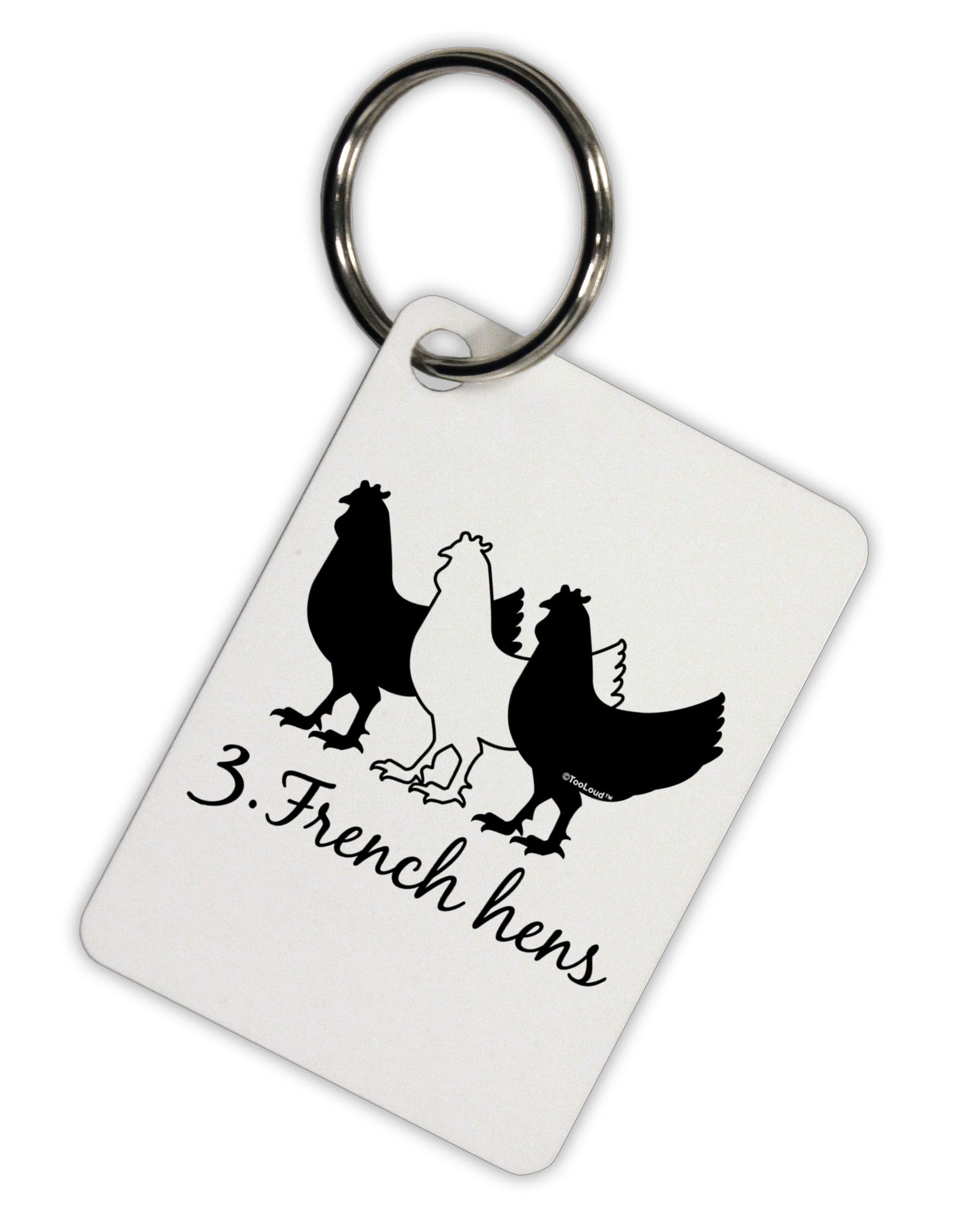 Three French Hens Text Aluminum Keyring Tag-Keyring-TooLoud-White-Davson Sales