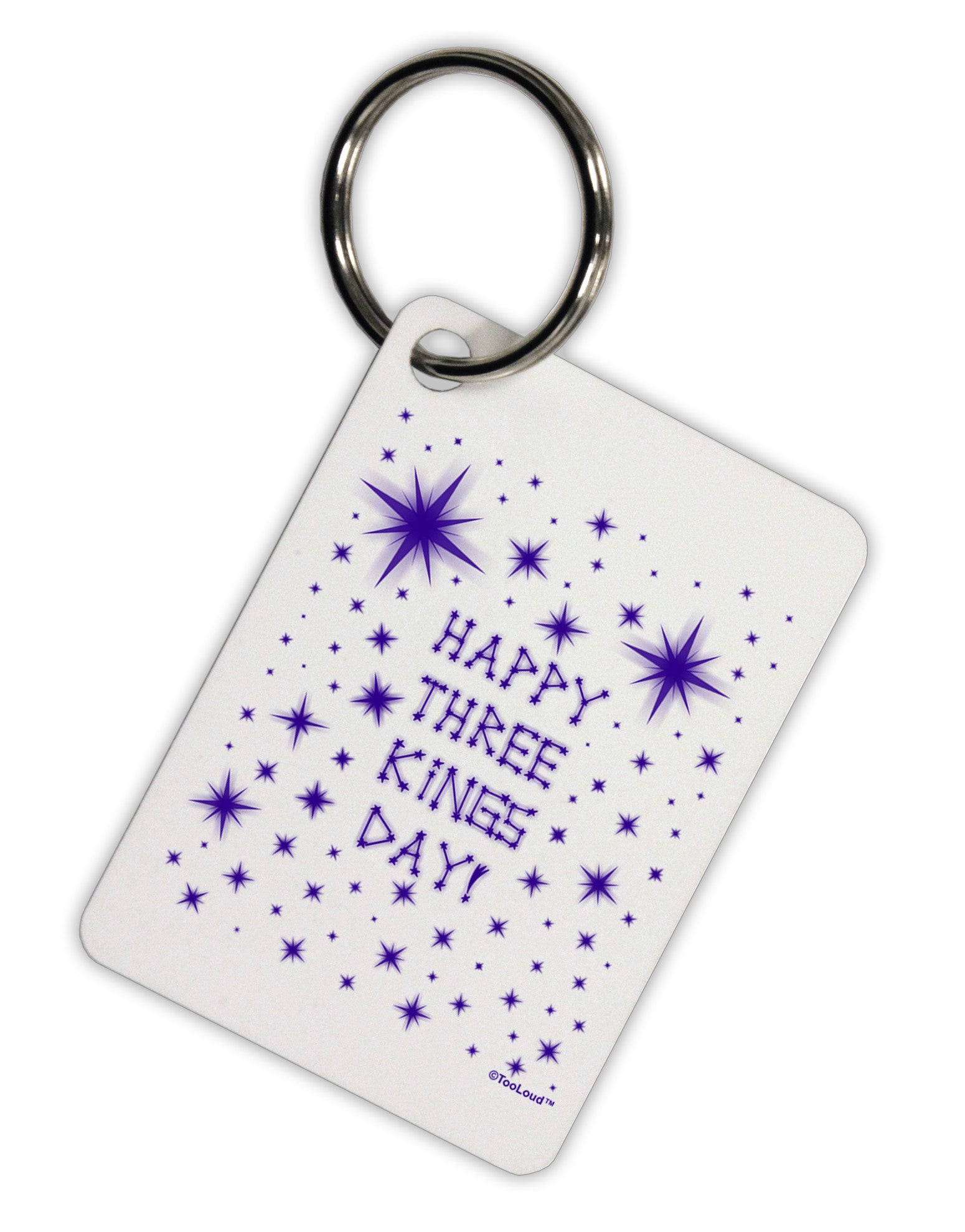 Happy Three Kings Day - Shining Stars Aluminum Keyring Tag by TooLoud-Keyring-TooLoud-White-Davson Sales