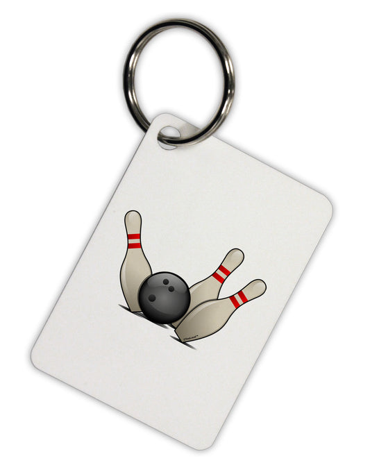 Bowling Ball with Pins Aluminum Keyring Tag-Keyring-TooLoud-White-Davson Sales