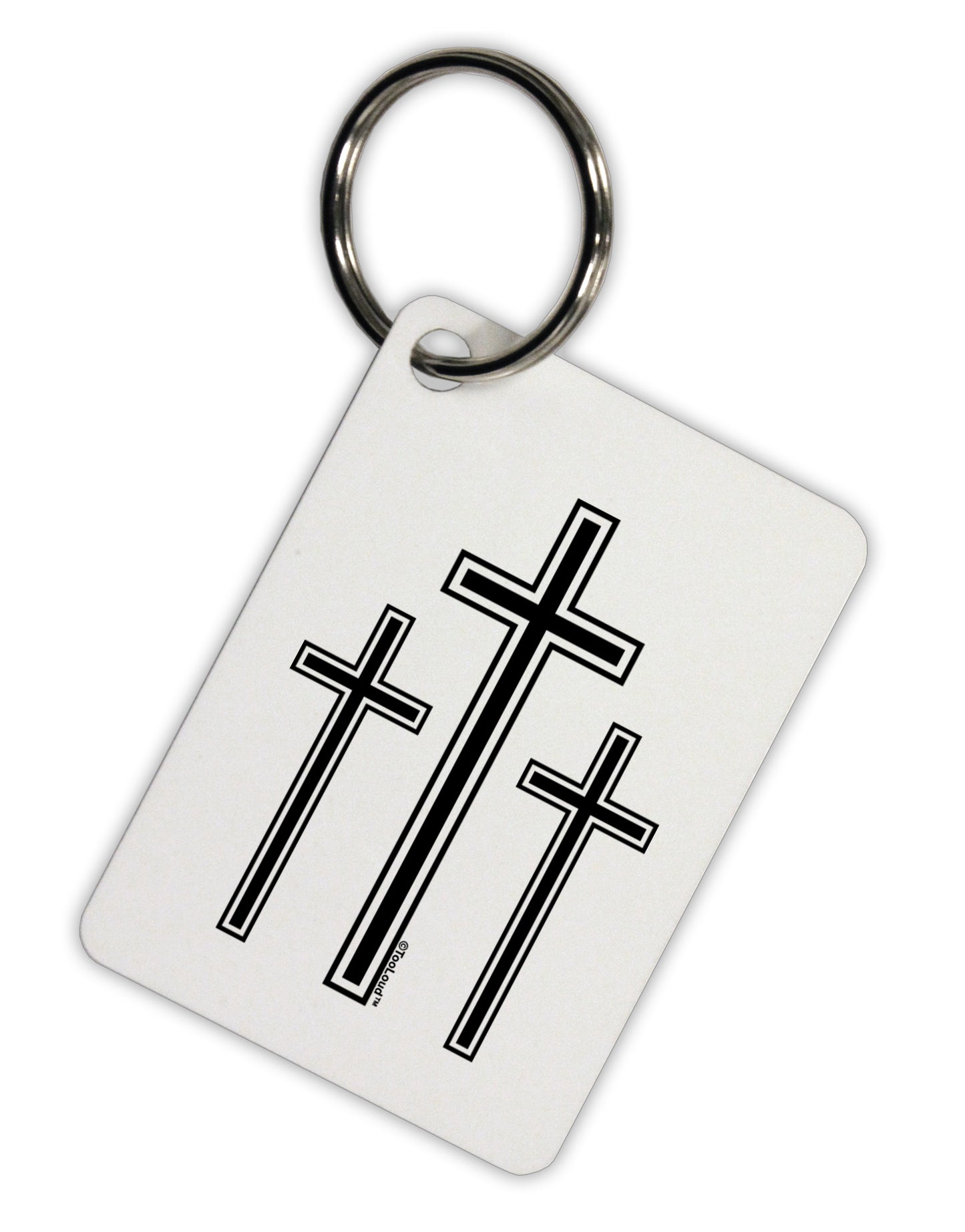 Three Cross Design - Easter Aluminum Keyring Tag by TooLoud-Keyring-TooLoud-White-Davson Sales