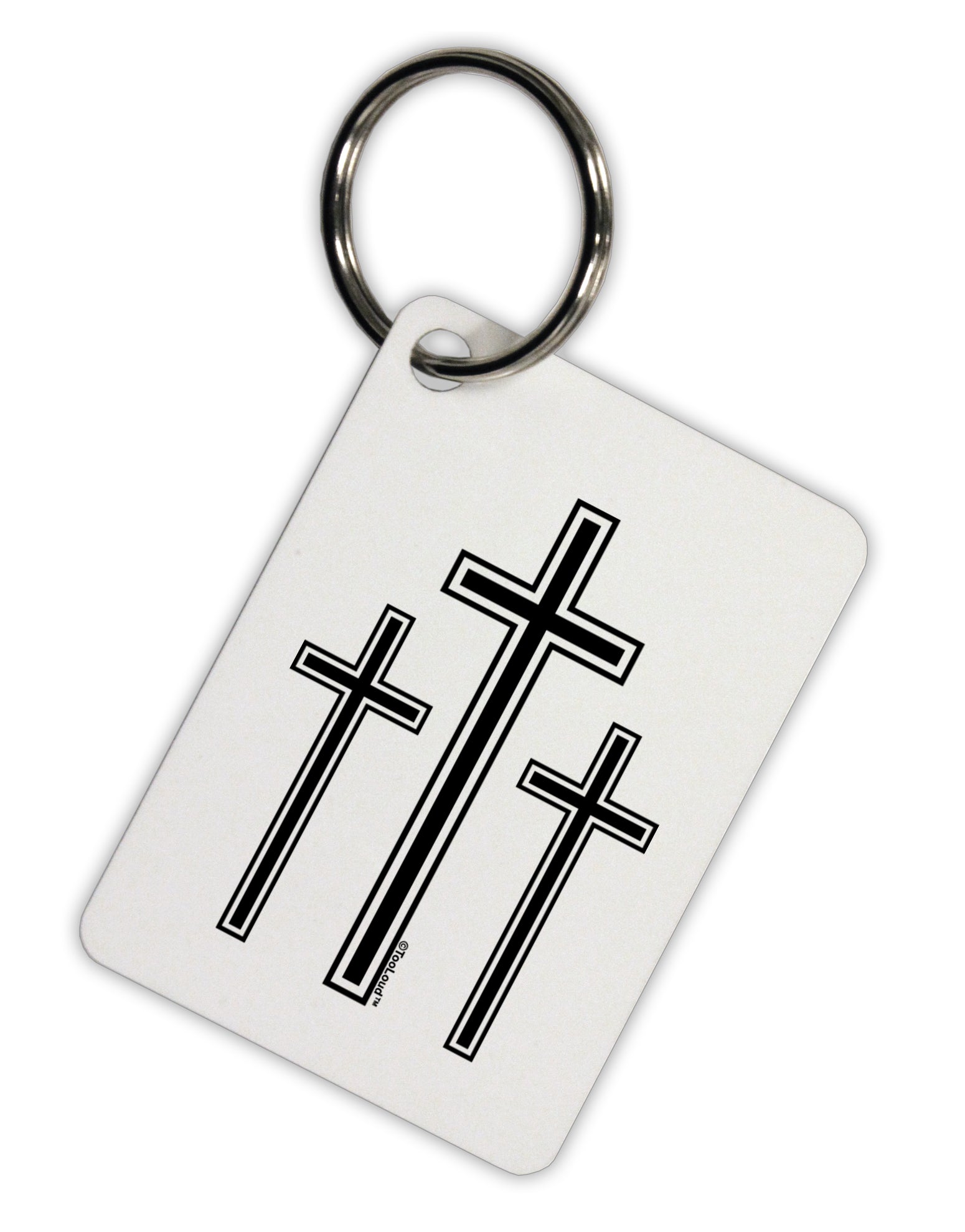Three Cross Design - Easter Aluminum Keyring Tag by TooLoud-Keyring-TooLoud-White-Davson Sales