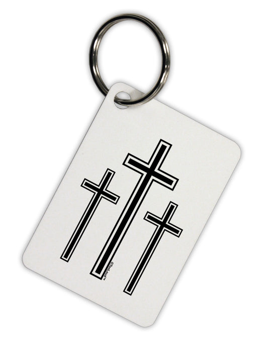 Three Cross Design - Easter Aluminum Keyring Tag by TooLoud-Keyring-TooLoud-White-Davson Sales