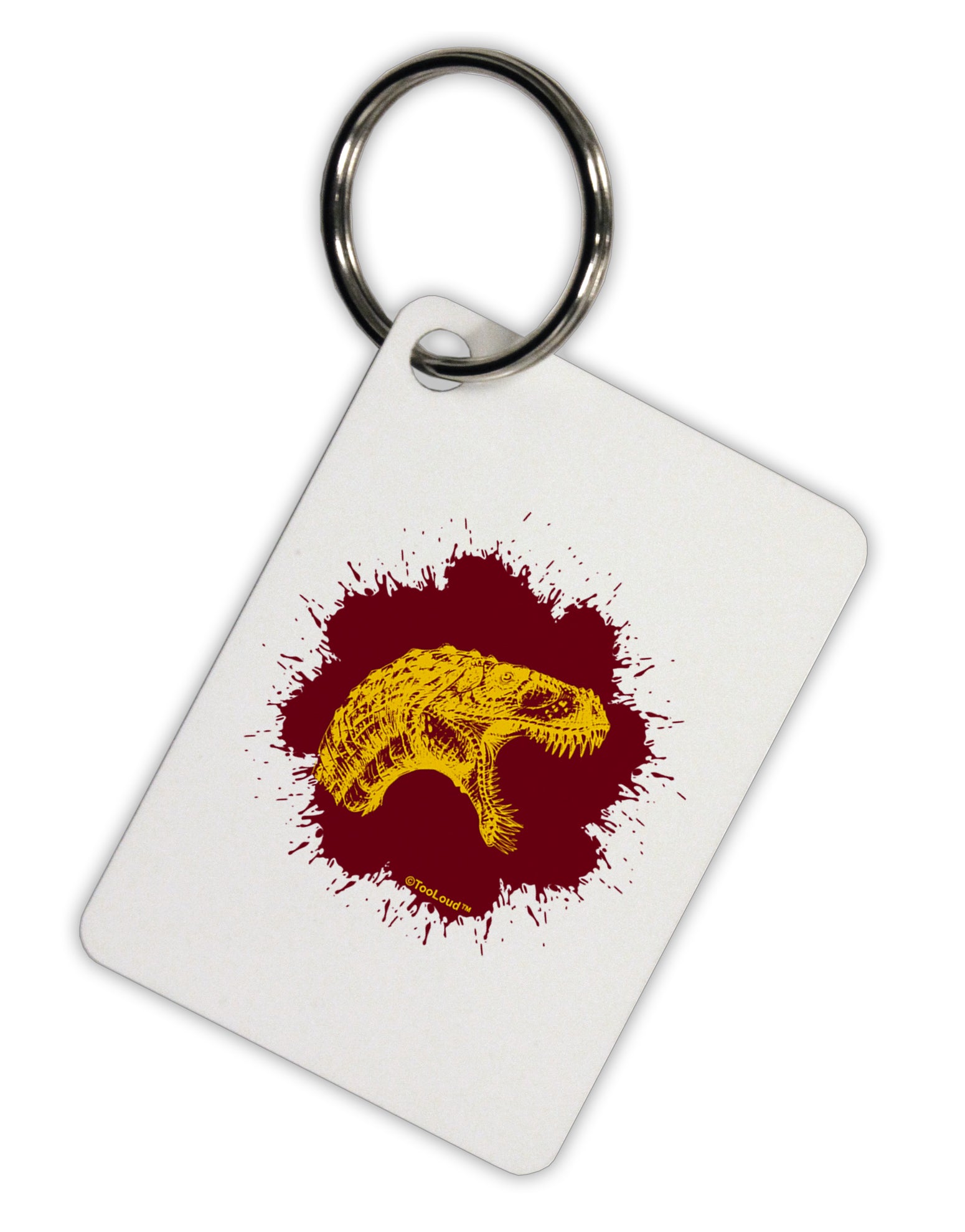 Jurassic Dinosaur Face Blood Splatter Aluminum Keyring Tag by TooLoud-Keyring-TooLoud-White-Davson Sales