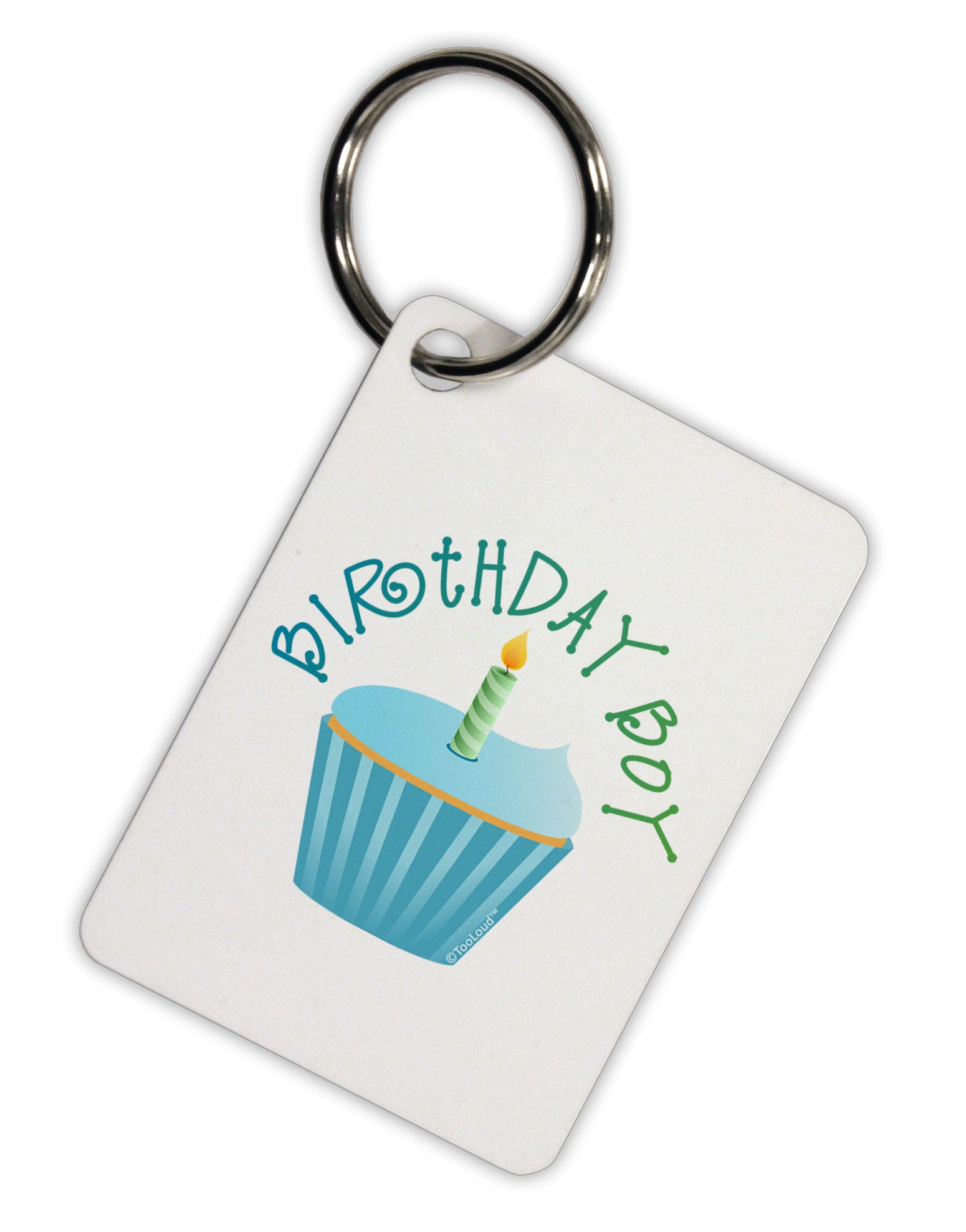Birthday Boy - Candle Cupcake Aluminum Keyring Tag by TooLoud-Keyring-TooLoud-White-Davson Sales