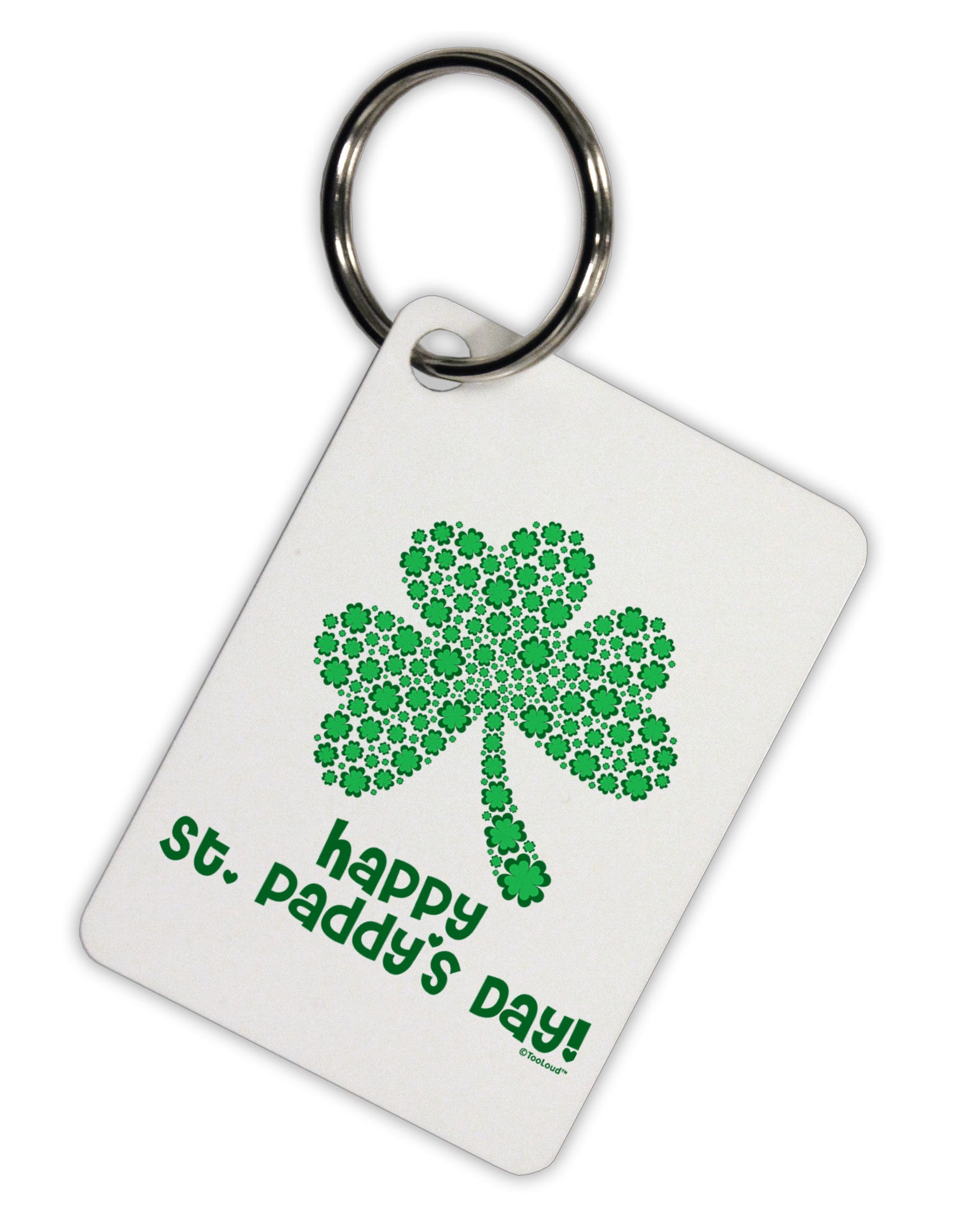 Happy St. Paddy's Day Shamrock Design Aluminum Keyring Tag by TooLoud-Keyring-TooLoud-White-Davson Sales