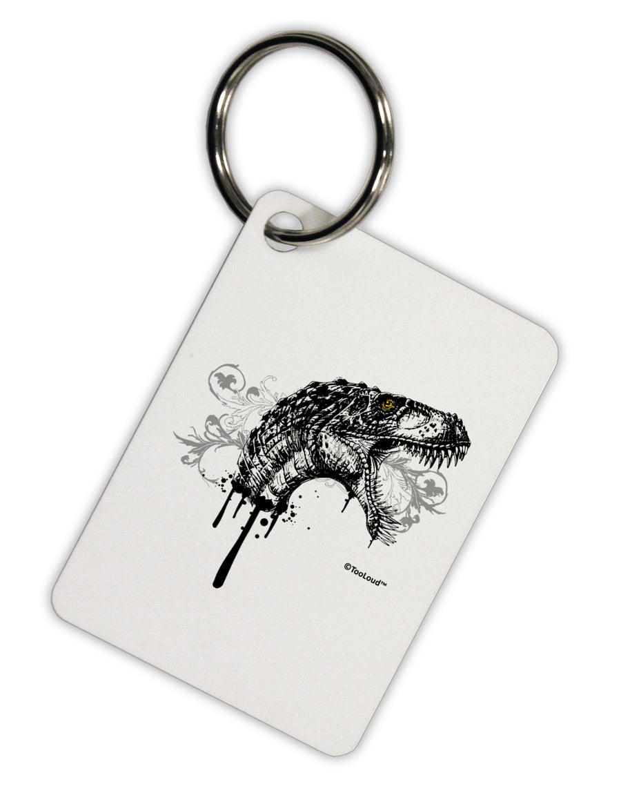 Artistic Ink Style Dinosaur Head Design Aluminum Keyring Tag by TooLoud-Keyring-TooLoud-White-Davson Sales