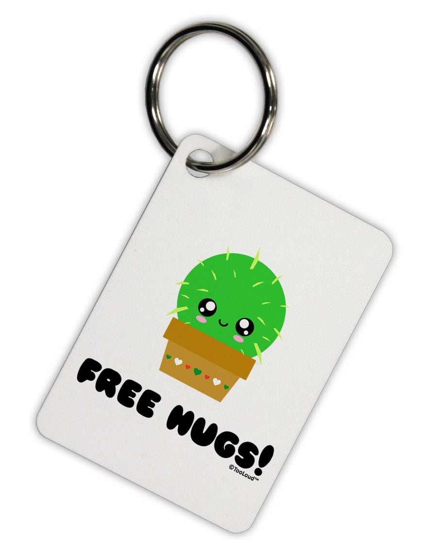 Cute Cactus - Free Hugs Aluminum Keyring Tag-Keyring-TooLoud-White-Davson Sales