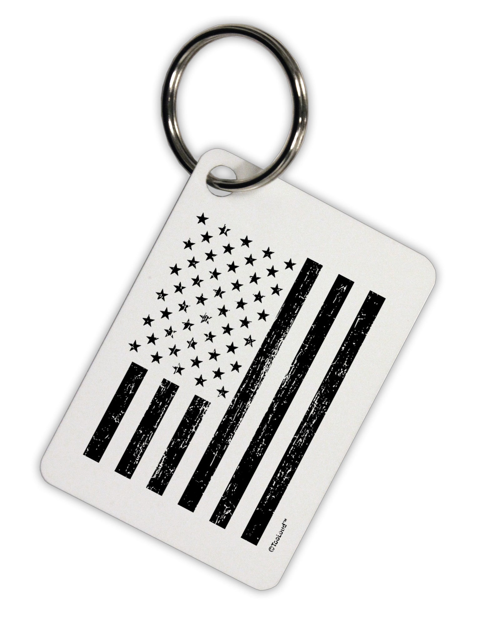 Stamp Style American Flag - Distressed Aluminum Keyring Tag by TooLoud-Keyring-TooLoud-White-Davson Sales