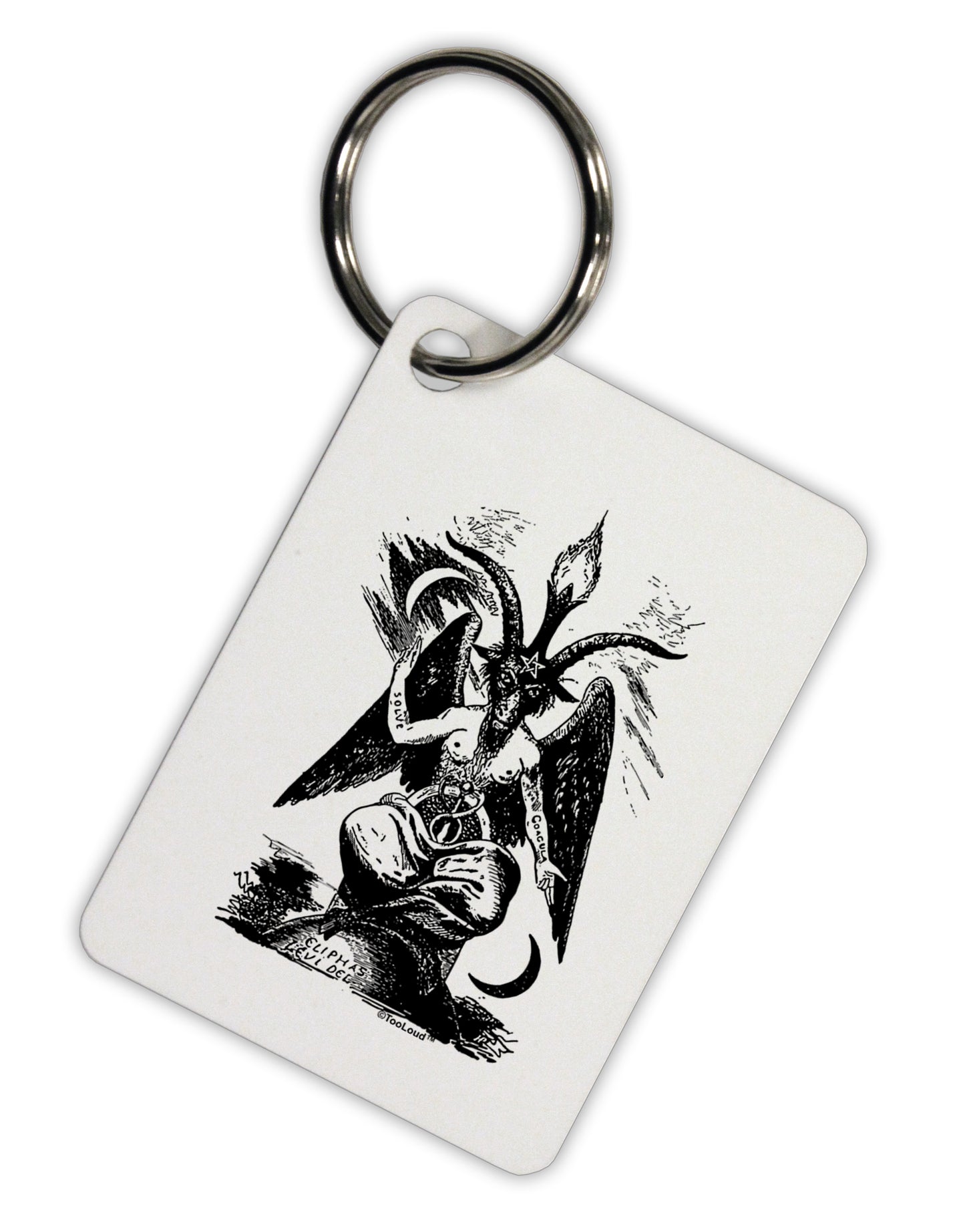 Baphomet Illustration Aluminum Keyring Tag by TooLoud-TooLoud-White-Davson Sales