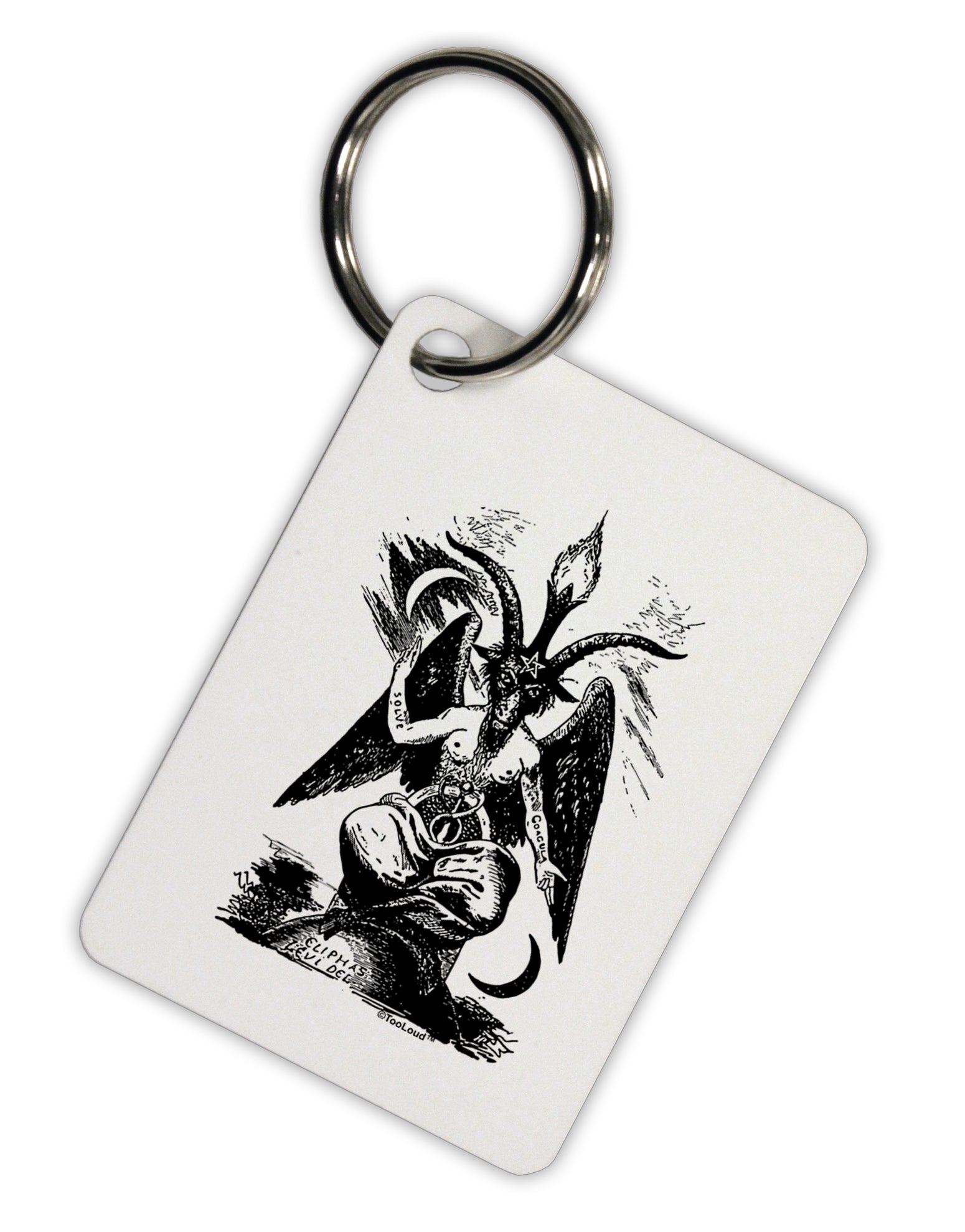 Baphomet Illustration Aluminum Keyring Tag by TooLoud-TooLoud-White-Davson Sales