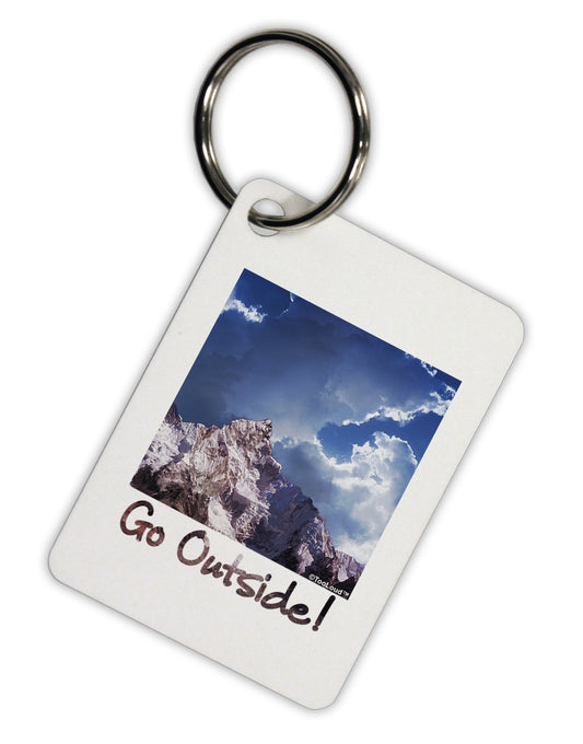Go Outside Mountain Aluminum Keyring Tag by TooLoud-Keyring-TooLoud-White-Davson Sales