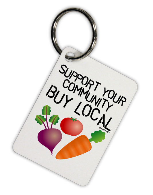 Support Your Community - Buy Local Aluminum Keyring Tag-Keyring-TooLoud-White-Davson Sales