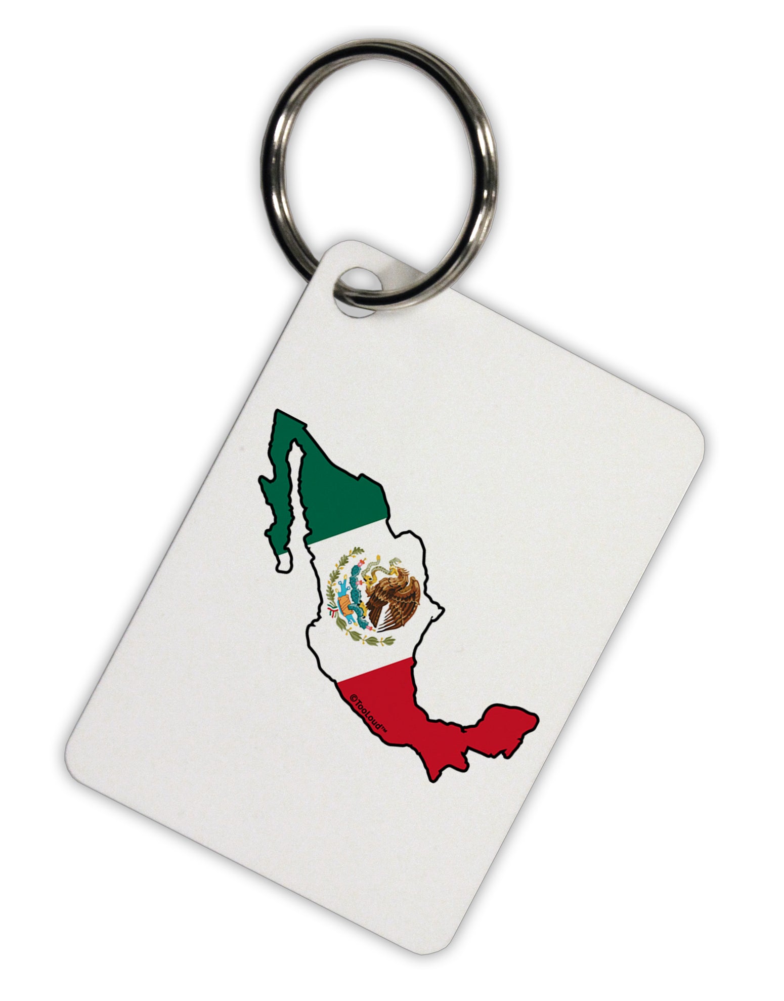 Mexico Outline - Mexican Flag Aluminum Keyring Tag by TooLoud-Keyring-TooLoud-White-Davson Sales