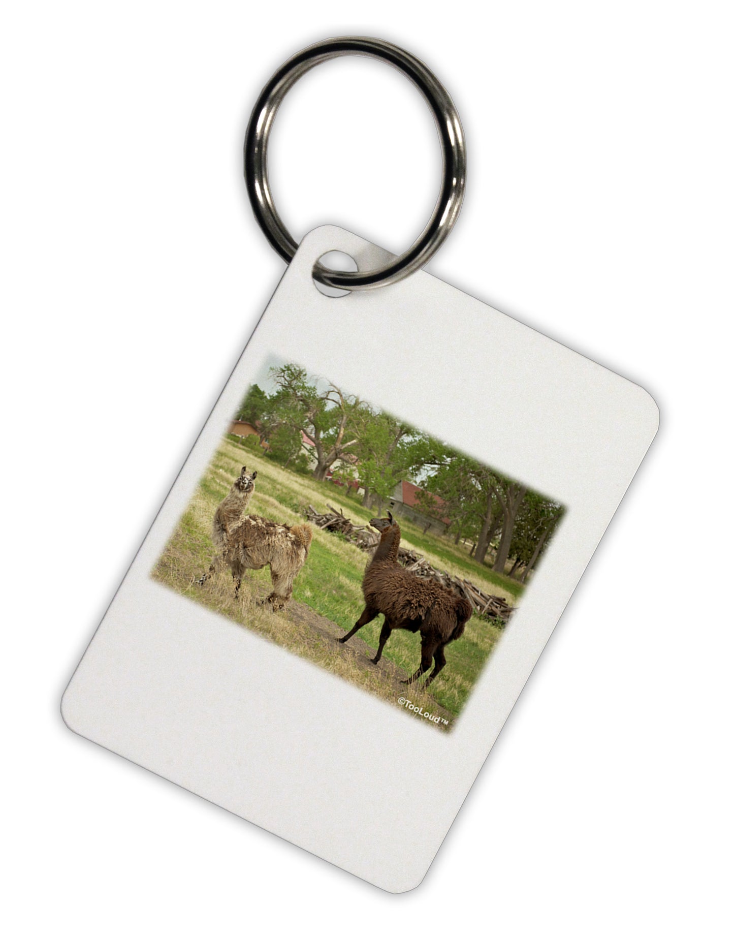 Standing Llamas Aluminum Keyring Tag by TooLoud-Keyring-TooLoud-Davson Sales