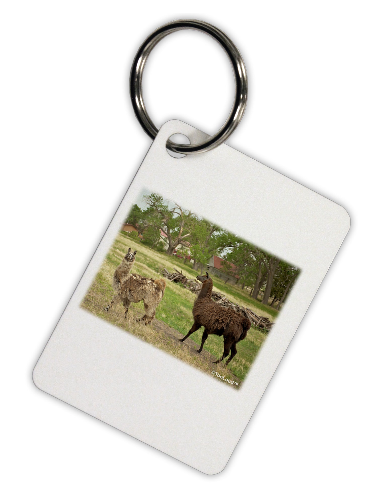 Standing Llamas Aluminum Keyring Tag by TooLoud-Keyring-TooLoud-Davson Sales