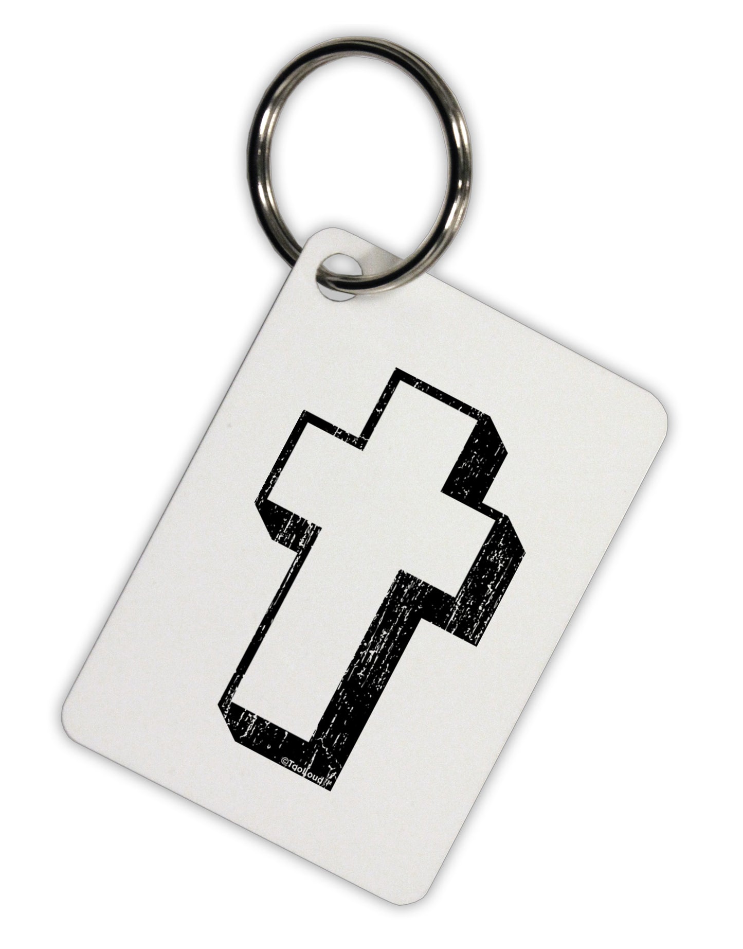 Simple Cross Design Black Distressed Aluminum Keyring Tag by TooLoud-Keyring-TooLoud-White-Davson Sales