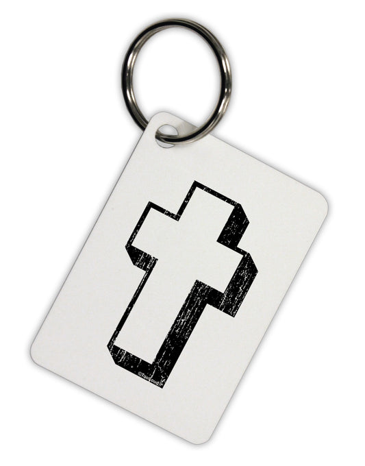 Simple Cross Design Black Distressed Aluminum Keyring Tag by TooLoud-Keyring-TooLoud-White-Davson Sales