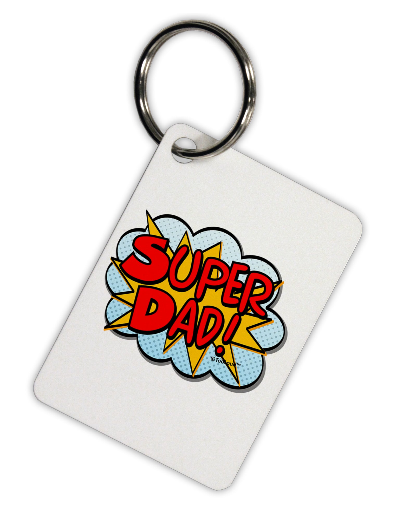 Super Dad - Superhero Comic Style Aluminum Keyring Tag by TooLoud-Keyring-TooLoud-White-Davson Sales
