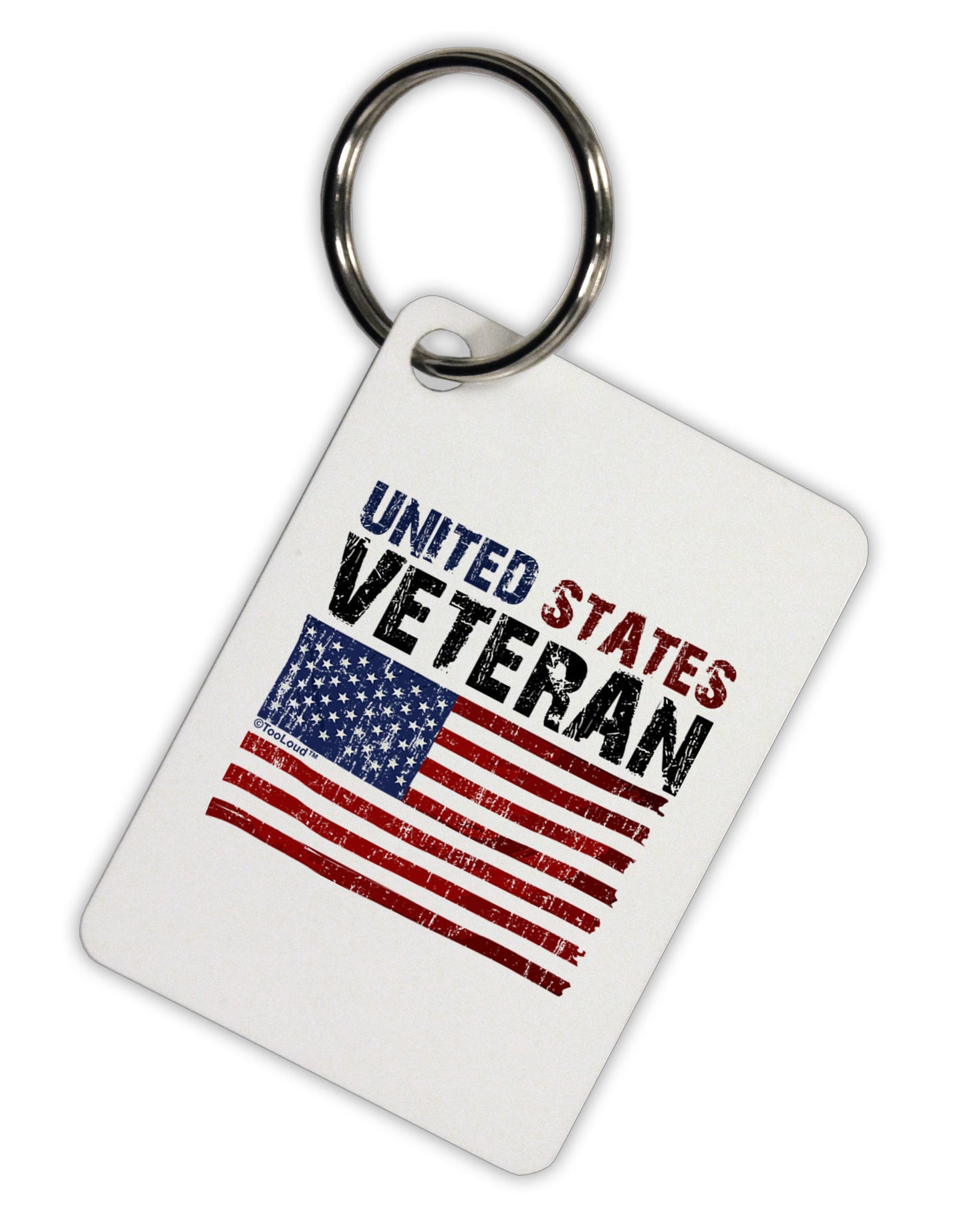 US Veteran Distressed Aluminum Keyring Tag-Keyring-TooLoud-White-Davson Sales