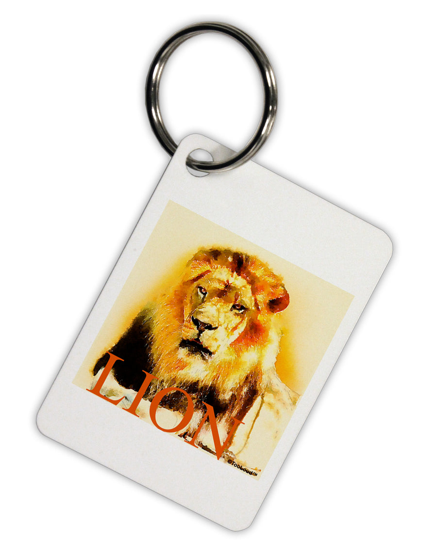 Lion Watercolor 4 Text Aluminum Keyring Tag-Keyring-TooLoud-White-Davson Sales