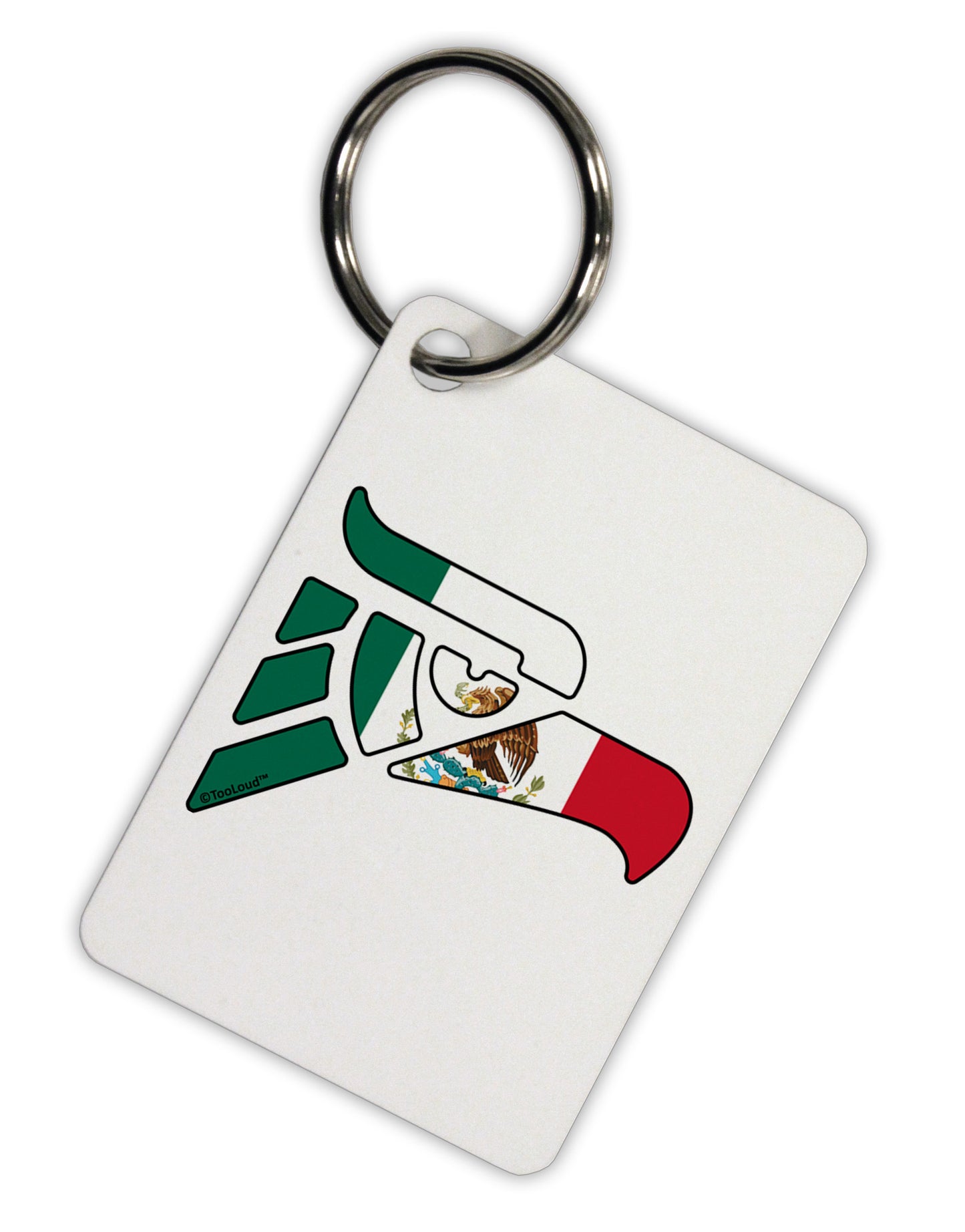 Hecho en Mexico Eagle Symbol - Mexican Flag Aluminum Keyring Tag by TooLoud-Keyring-TooLoud-White-Davson Sales