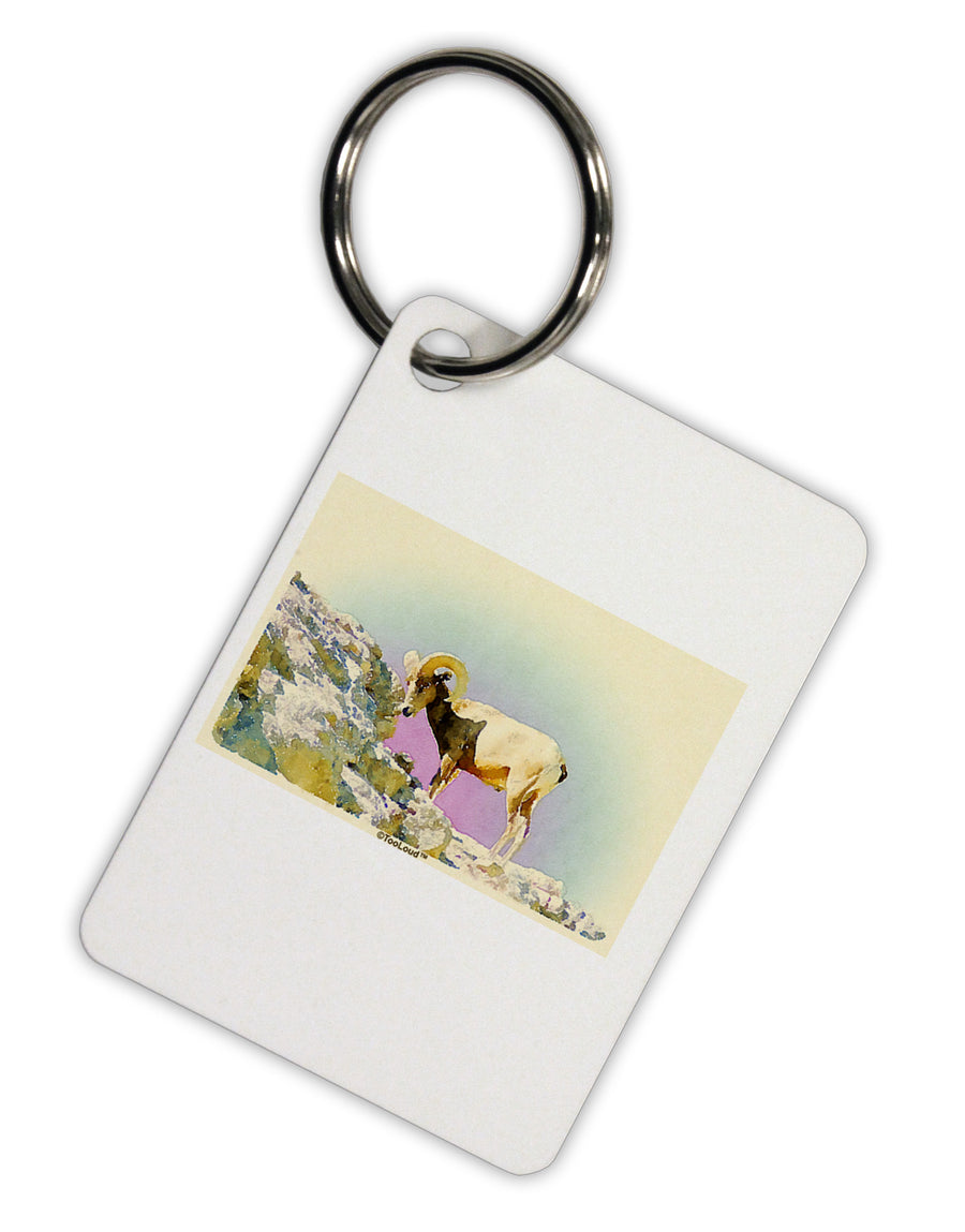 Bighorn Ram Watercolor Aluminum Keyring Tag-Keyring-TooLoud-White-Davson Sales