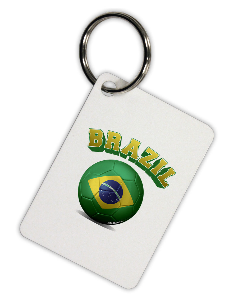 Soccer Ball Flag - Brazil Aluminum Keyring Tag-Keyring-TooLoud-White-Davson Sales