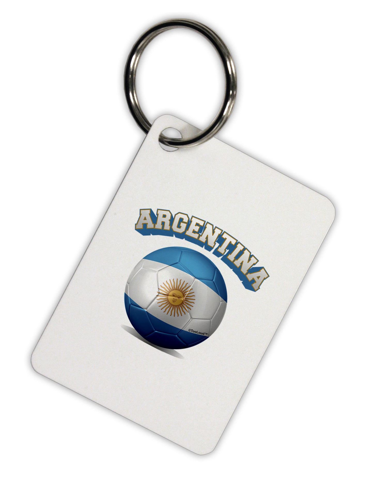 Soccer Ball Flag - Argentina Aluminum Keyring Tag-Keyring-TooLoud-White-Davson Sales