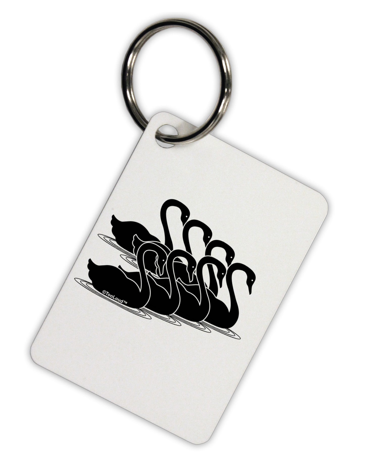 Seven Swans A Swimming Aluminum Keyring Tag-Keyring-TooLoud-White-Davson Sales