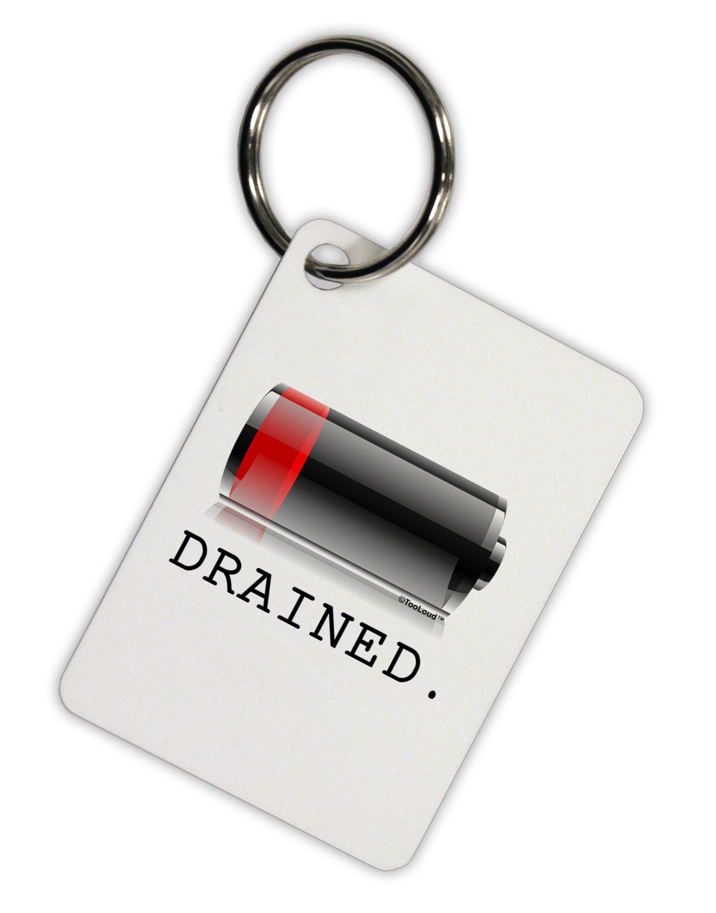 Battery Drained Aluminum Keyring Tag-Keyring-TooLoud-White-Davson Sales
