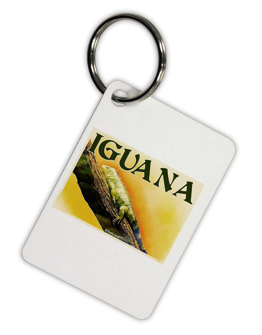 Iguana Watercolor Text Aluminum Keyring Tag-Keyring-TooLoud-White-Davson Sales